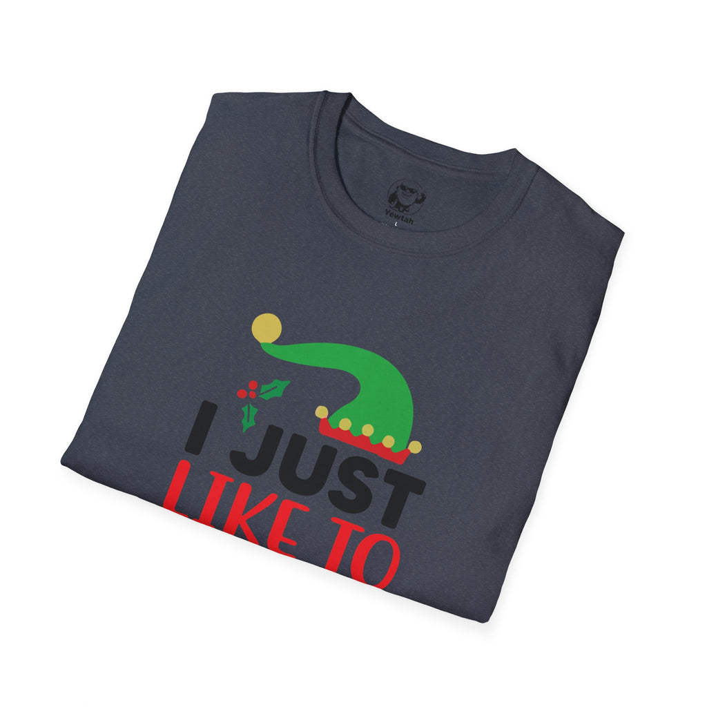 Elf Holiday T-Shirt — "I Just Like To Smile" Christmas Tee