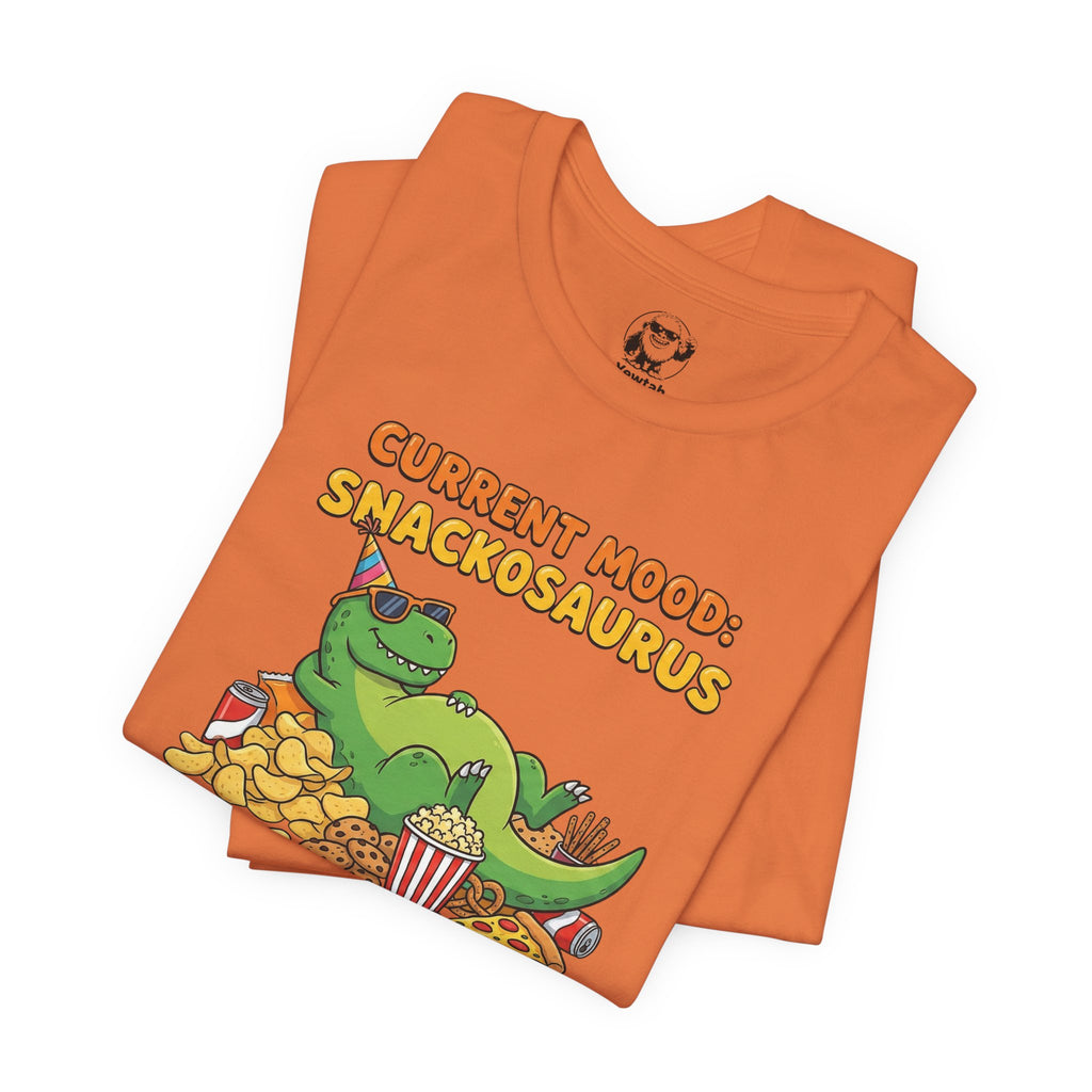 Snackosaurus Tee — "Current Mood: Snackosaurus" Funny Dino Graphic T-Shirt