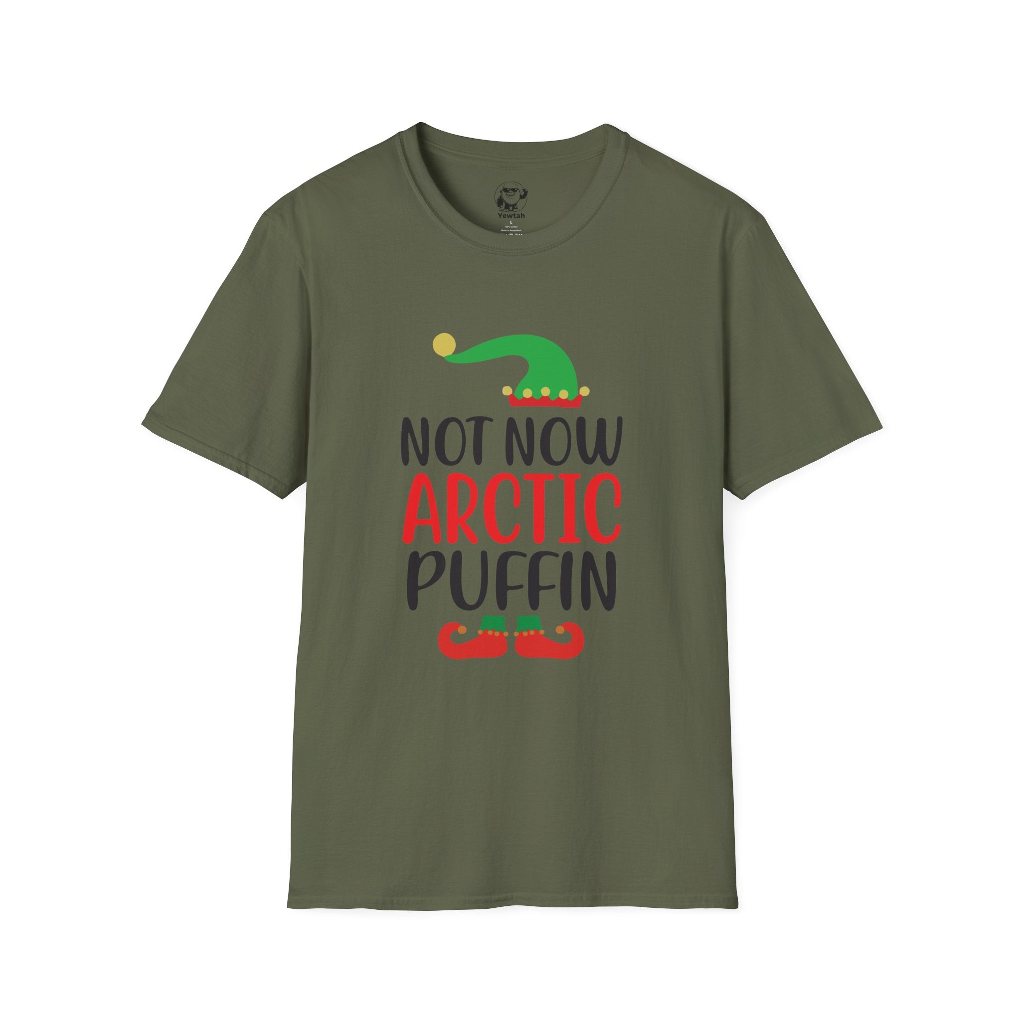 Not Now Arctic Puffin Christmas T-Shirt – Funny Holiday Elf Graphic Tee