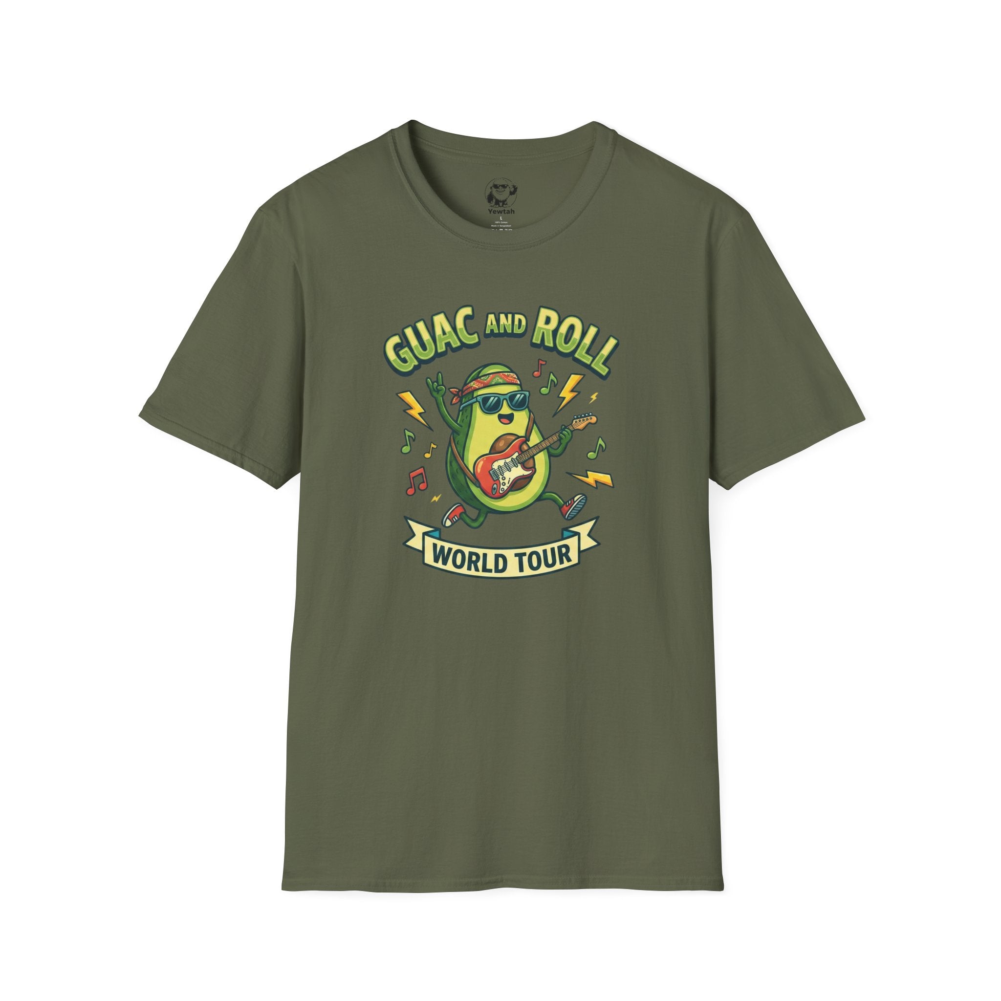 Guac and Roll T-Shirt – Avocado Guitar World Tour Graphic Tee