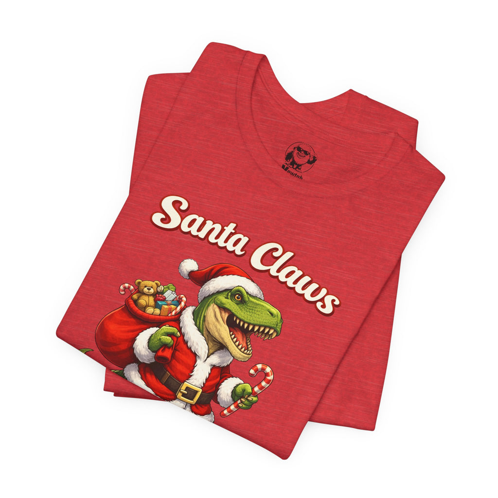Santa Claws T‑Shirt — Funny T‑Rex Santa Christmas Tee