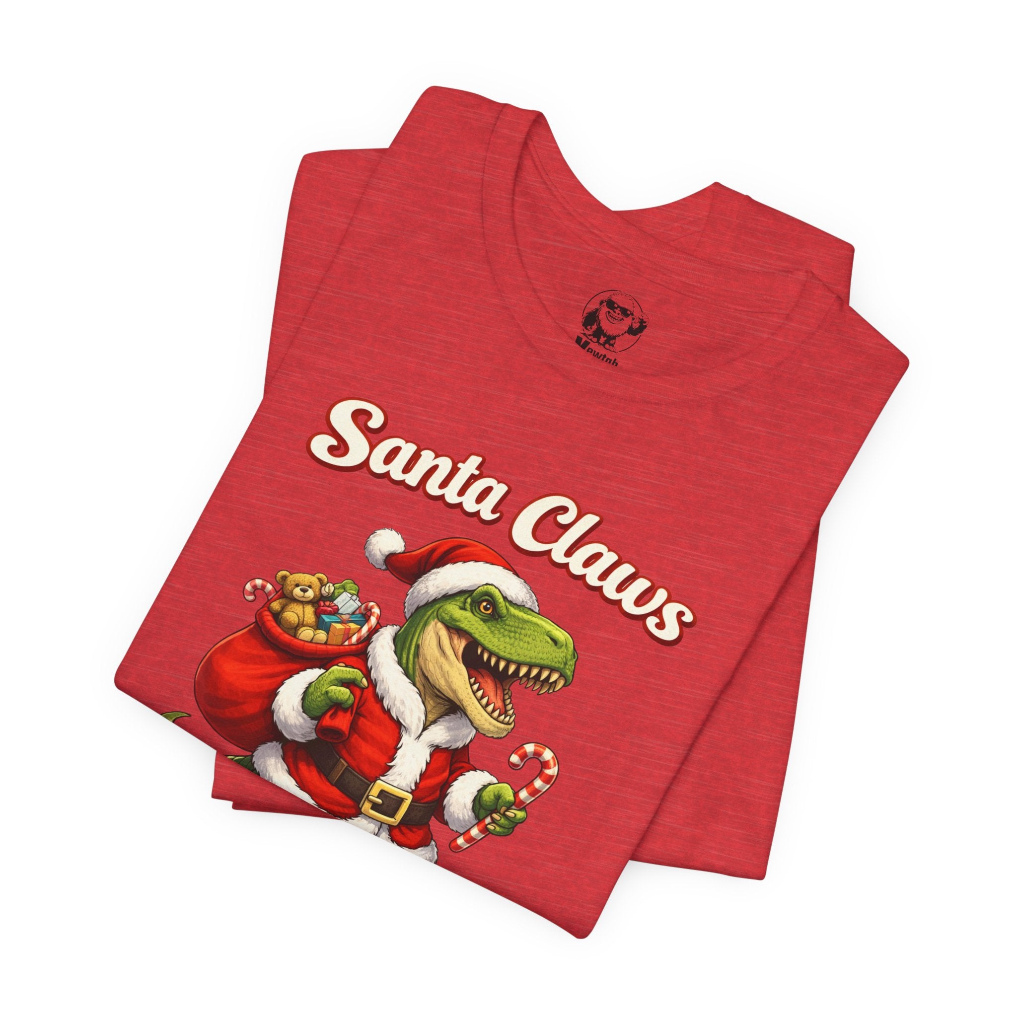 Santa Claws T‑Shirt — Funny T‑Rex Santa Christmas Tee