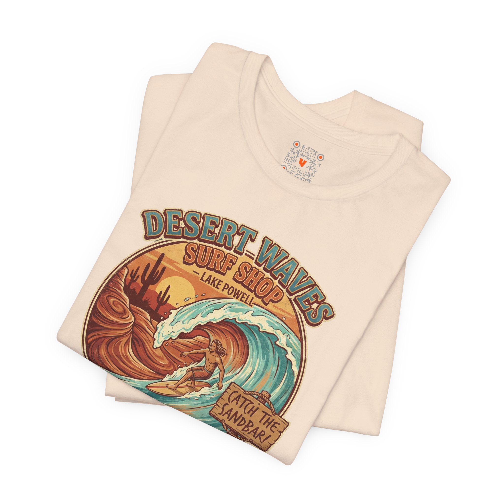 Desert Waves Surf Shop Tee — Lake Powell "Catch the Sandbar" Retro Graphic T-Shirt