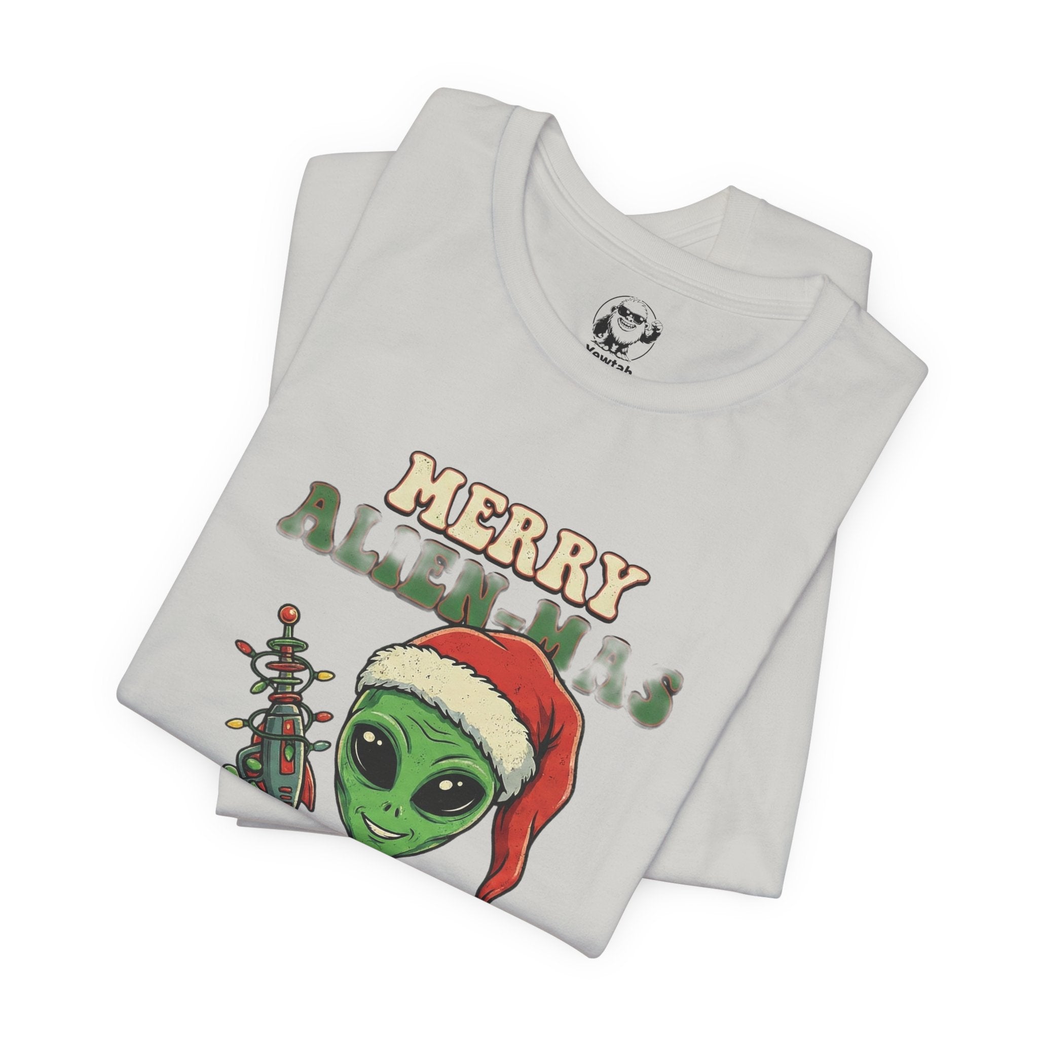 Merry Alienmas Christmas Tee — Alien in Santa Hat Holiday T-Shirt