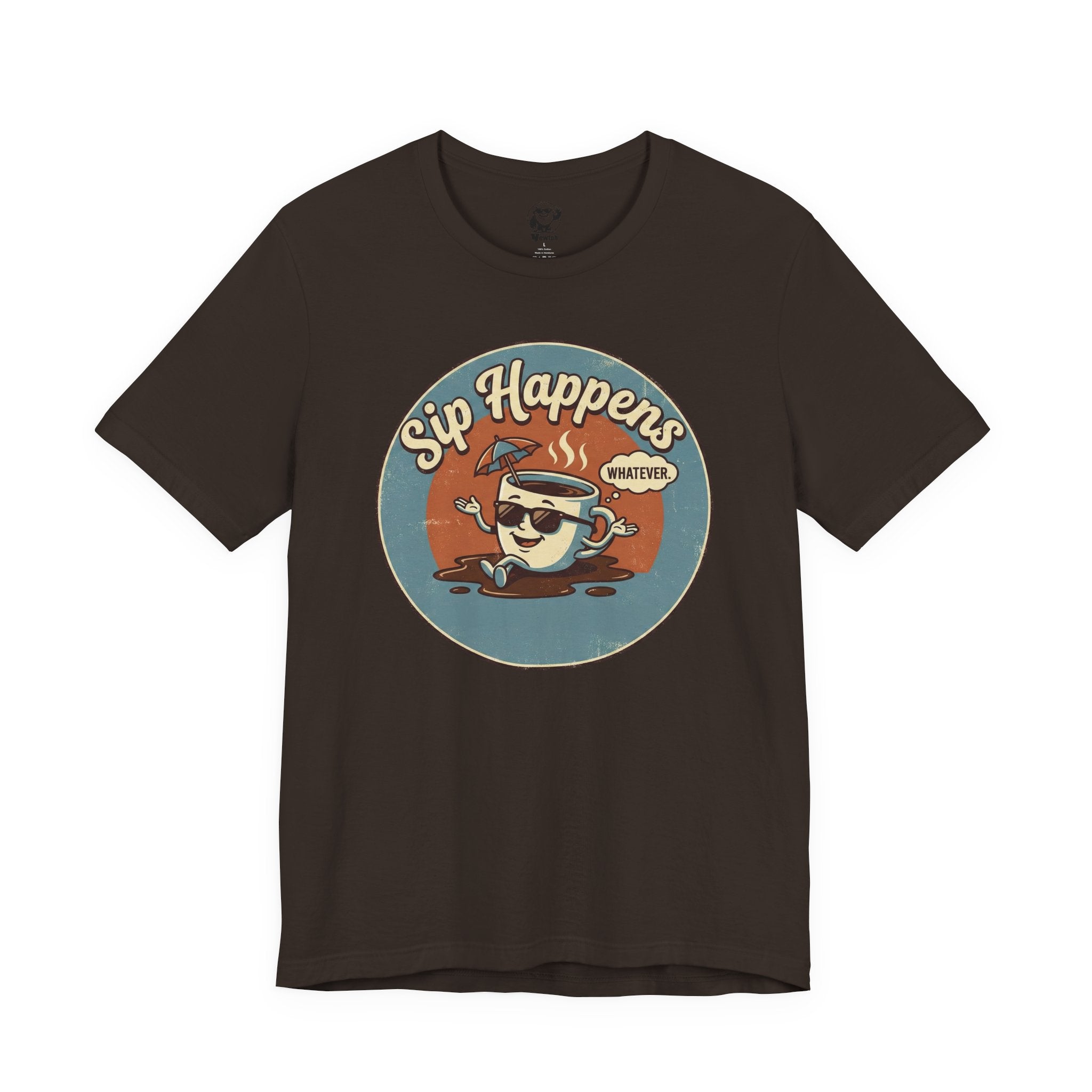 Sip Happens Coffee Tee — Retro Kawaii Mug Graphic T-Shirt