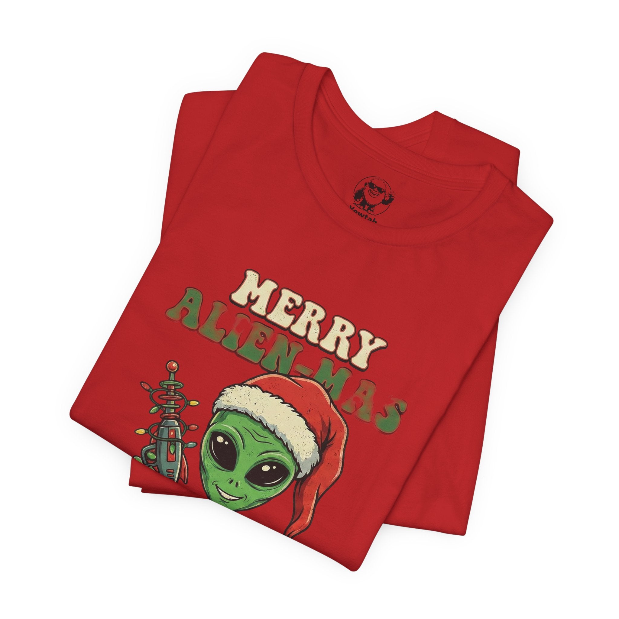 Merry Alienmas Christmas Tee — Alien in Santa Hat Holiday T-Shirt
