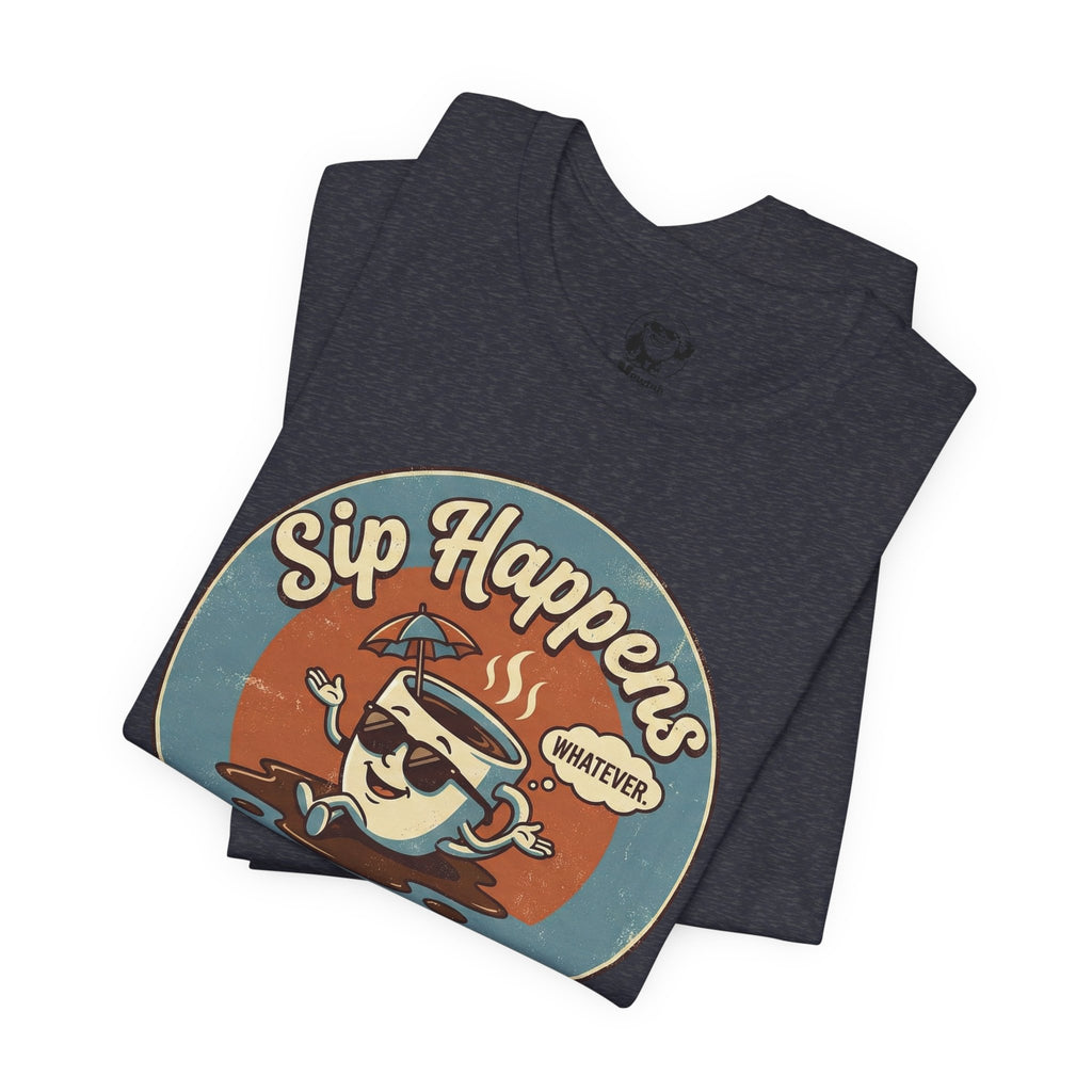 Sip Happens Coffee Tee — Retro Kawaii Mug Graphic T-Shirt