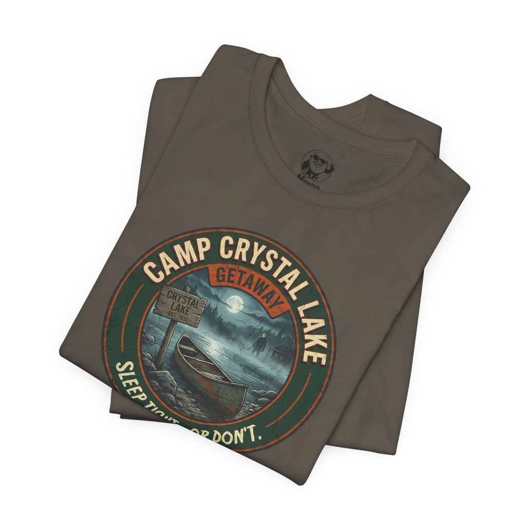 Camp Crystal Lake Tee — "Sleep Tight... Or Don't" Retro Horror Shirt