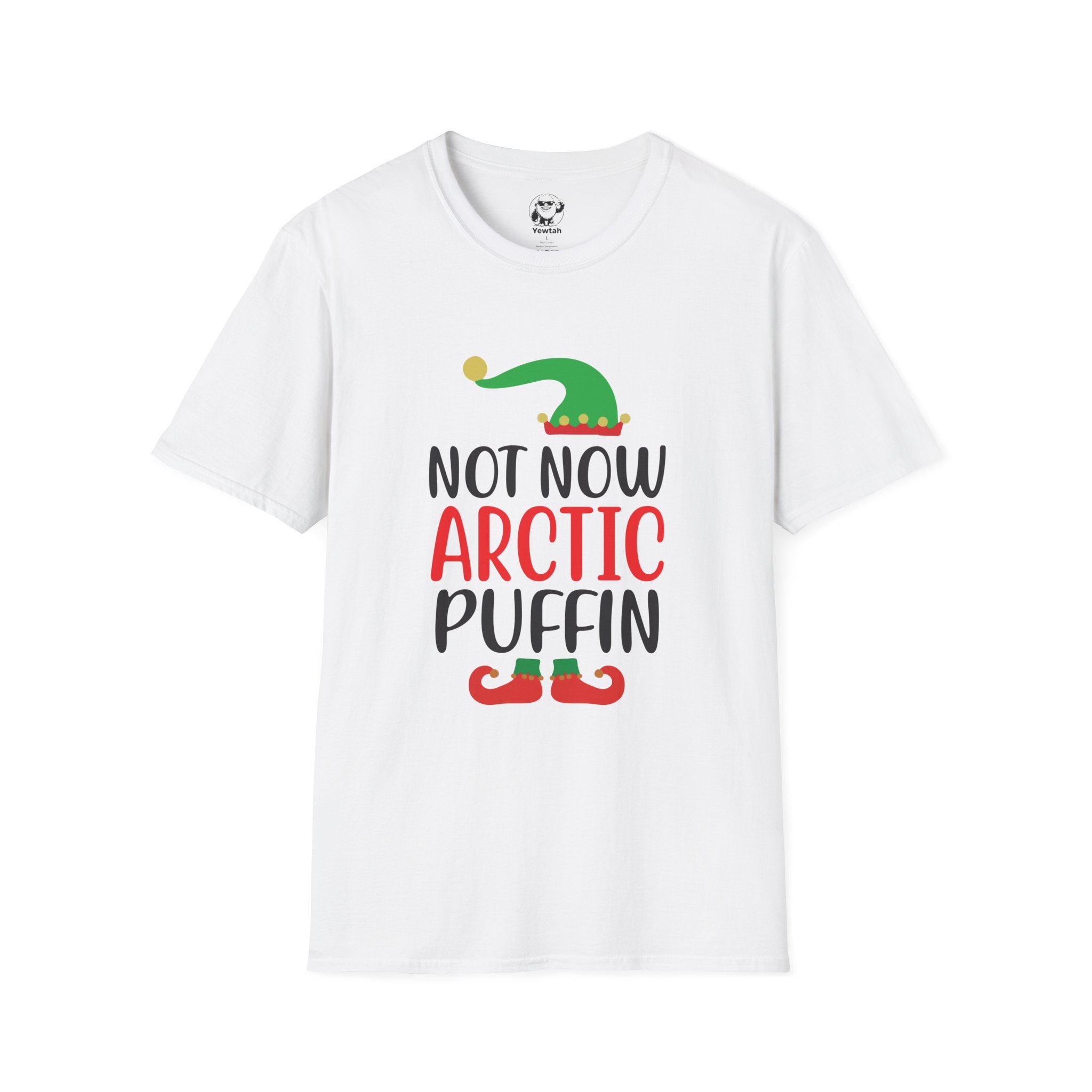 Not Now Arctic Puffin Christmas T-Shirt – Funny Holiday Elf Graphic Tee