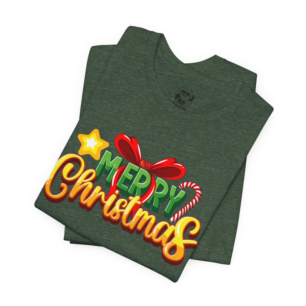 Merry Christmas Tee — Festive Candy Cane & Gift Holiday T-Shirt