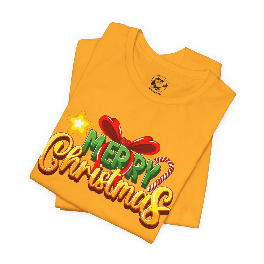 Merry Christmas Tee — Festive Candy Cane & Gift Holiday T-Shirt
