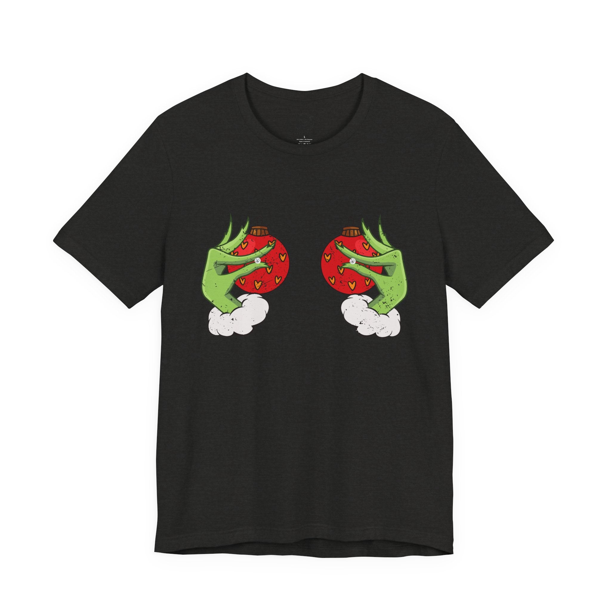 Grinch Hands Holding Perfectly Placed Christmas Ornaments Tee