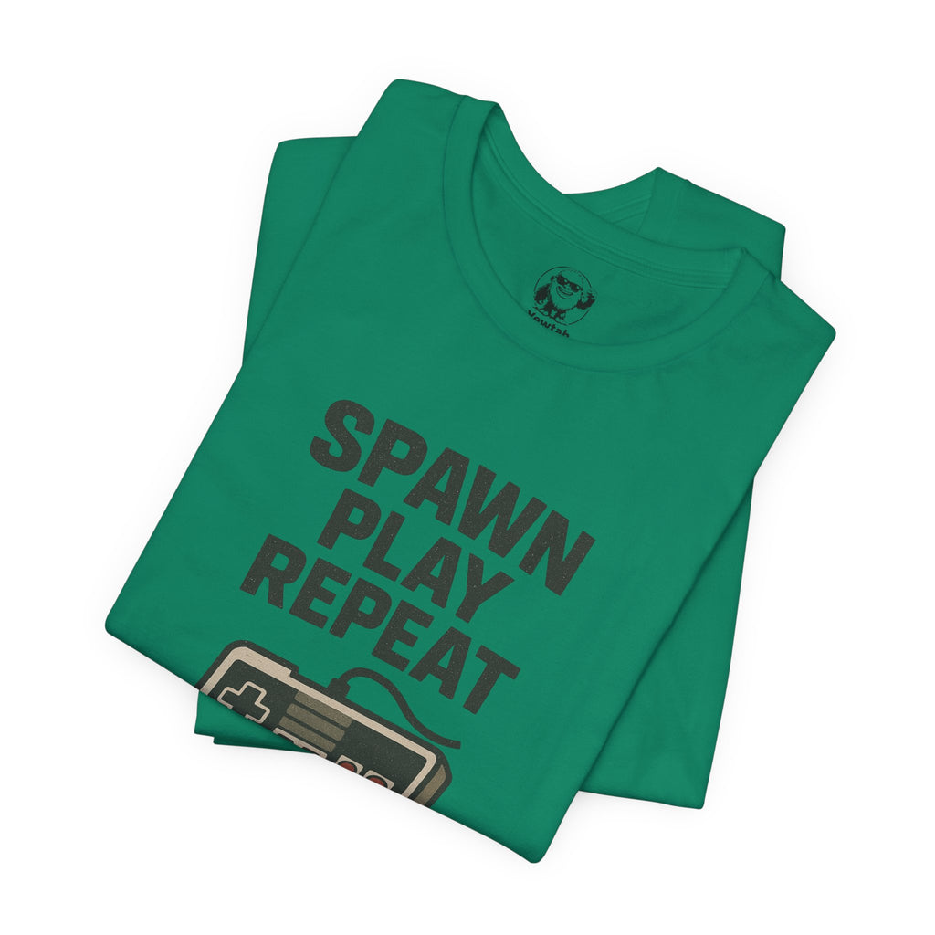 Spawn Play Repeat Retro Gaming T-Shirt — NES Controller Gamer Tee