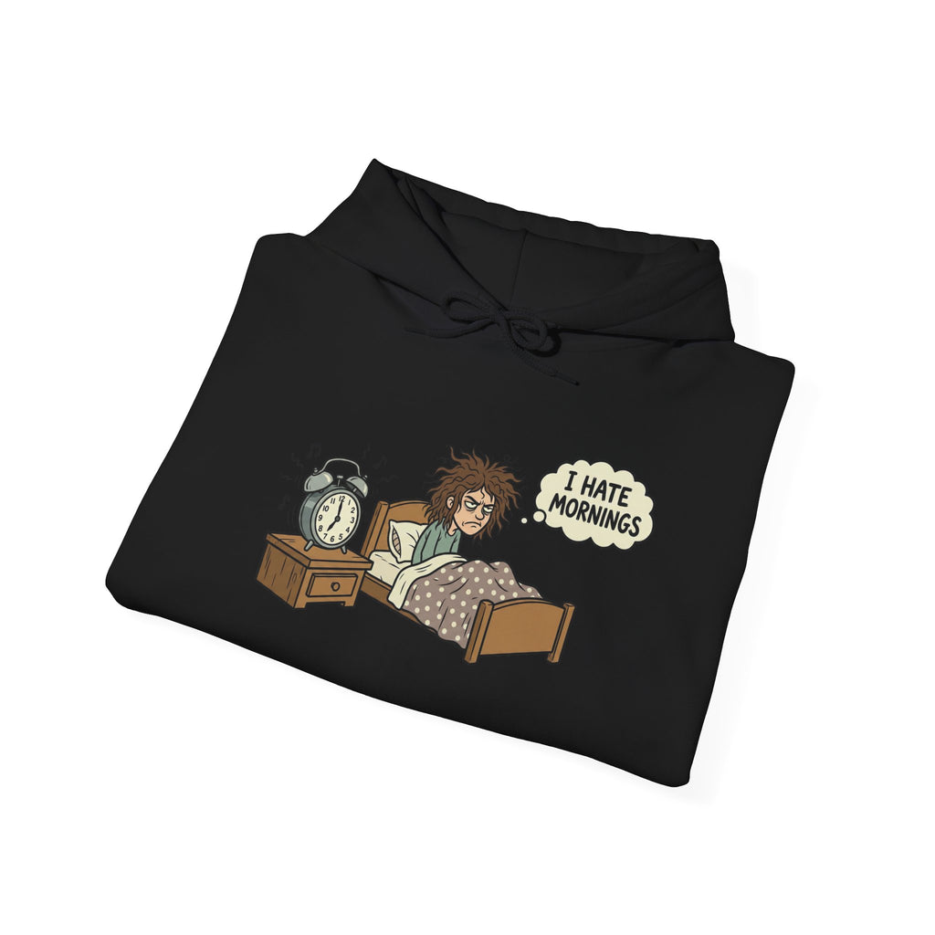 I Hate Mornings Hoodie — Funny Lazy Morning Sleep Cartoon Sweatshirt