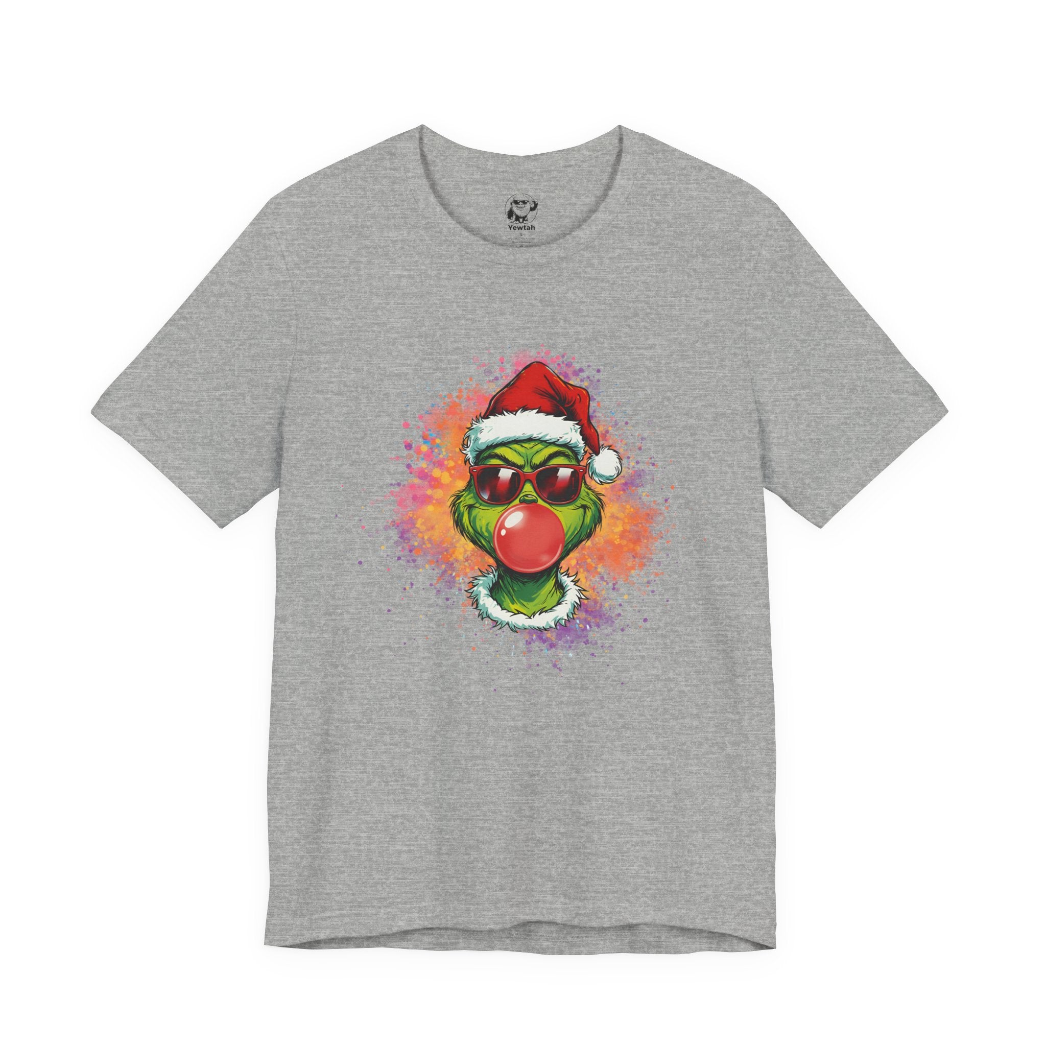 Grinch Christmas T‑Shirt — Holiday Grinch in Santa Hat with Red Nose