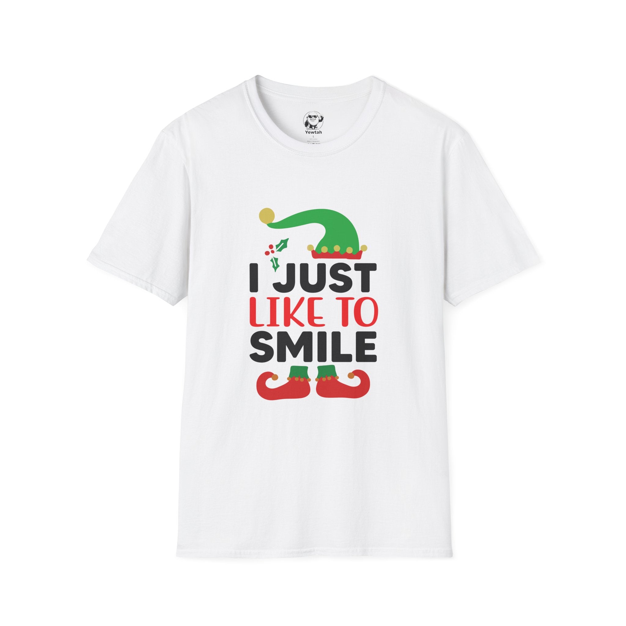 Elf Holiday T-Shirt — "I Just Like To Smile" Christmas Tee