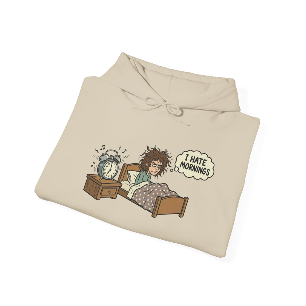 I Hate Mornings Hoodie — Funny Lazy Morning Sleep Cartoon Sweatshirt