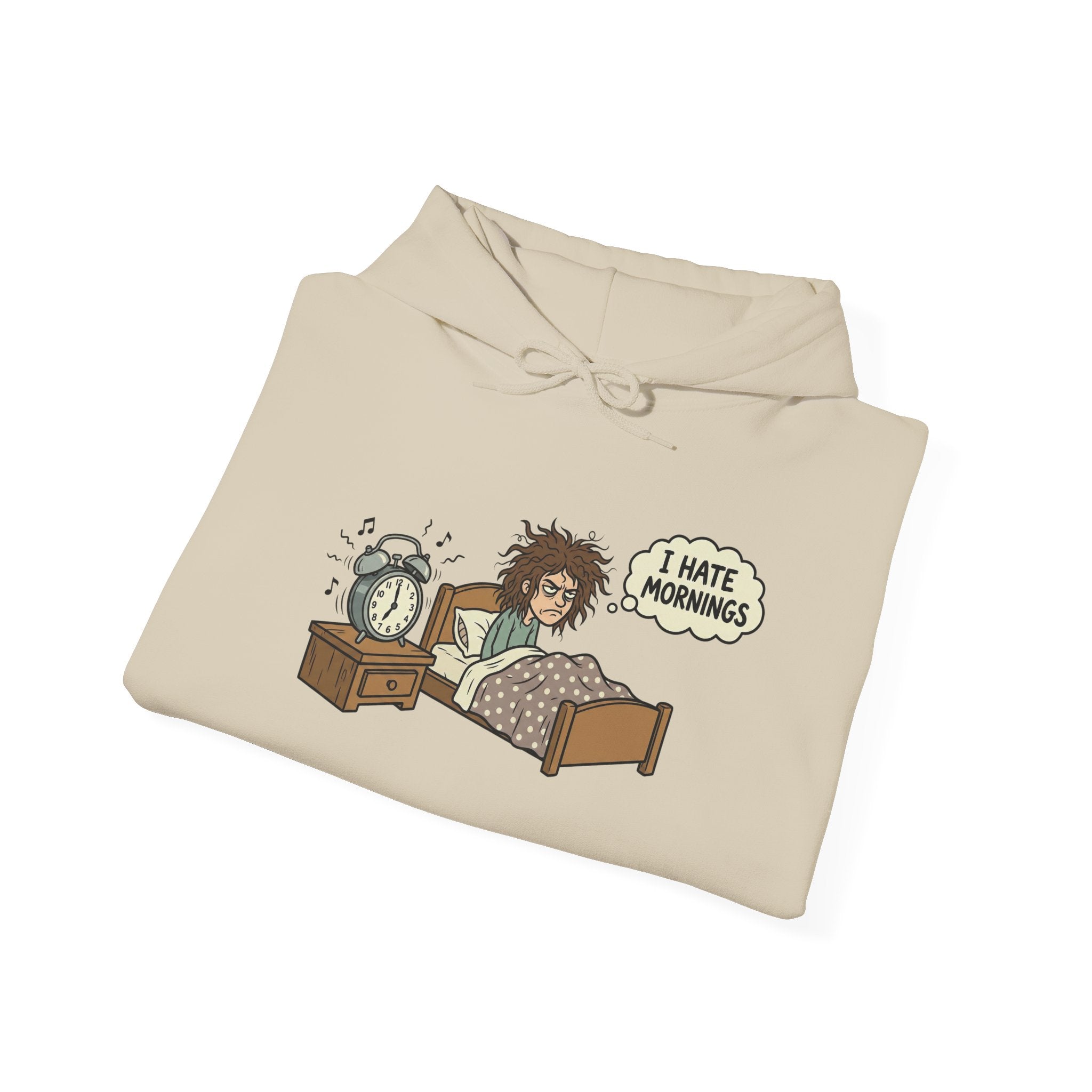 I Hate Mornings Hoodie — Funny Lazy Morning Sleep Cartoon Sweatshirt