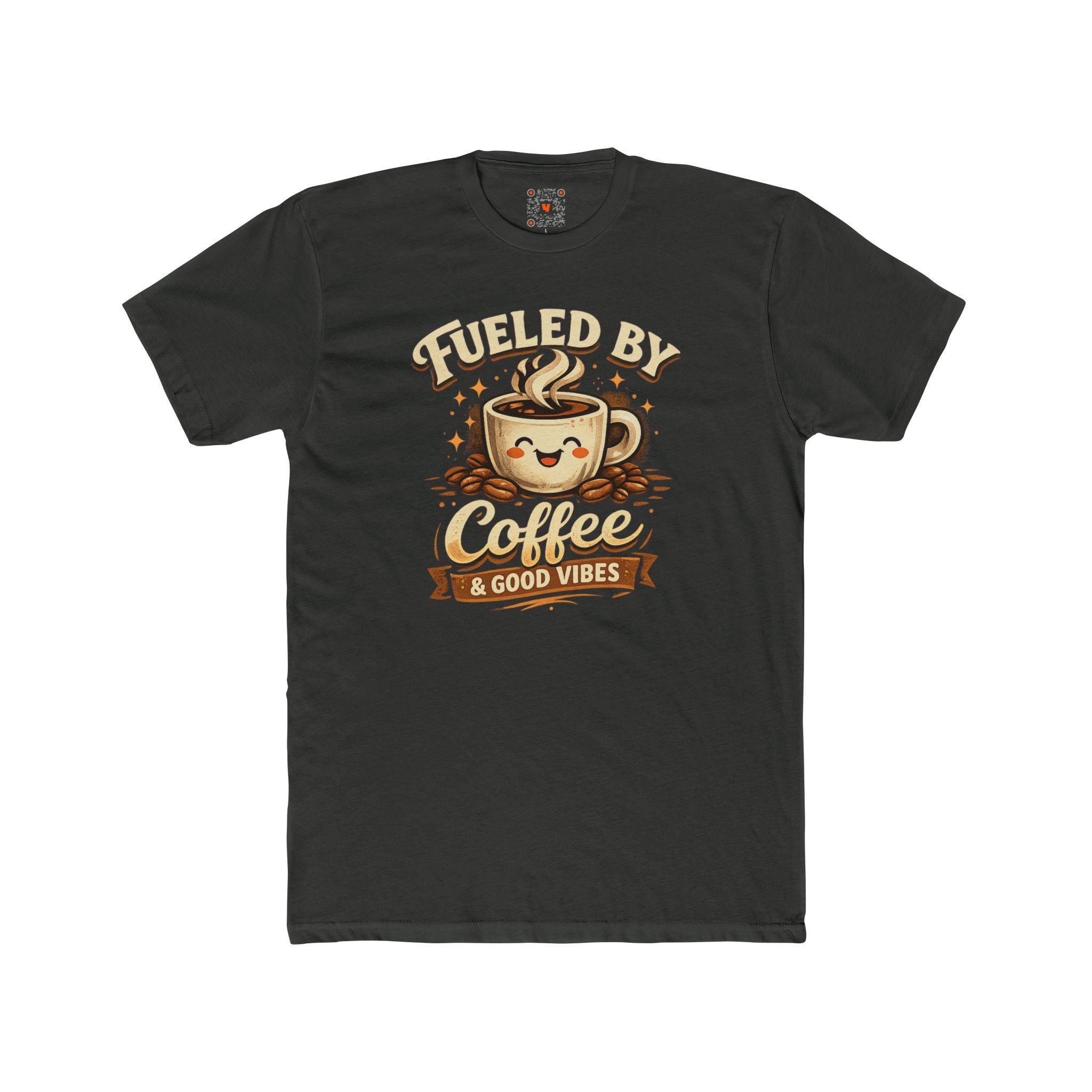 Coffee Tee — "Fueled by Coffee & Good Vibes" Cute Coffee Cup Graphic Shirt