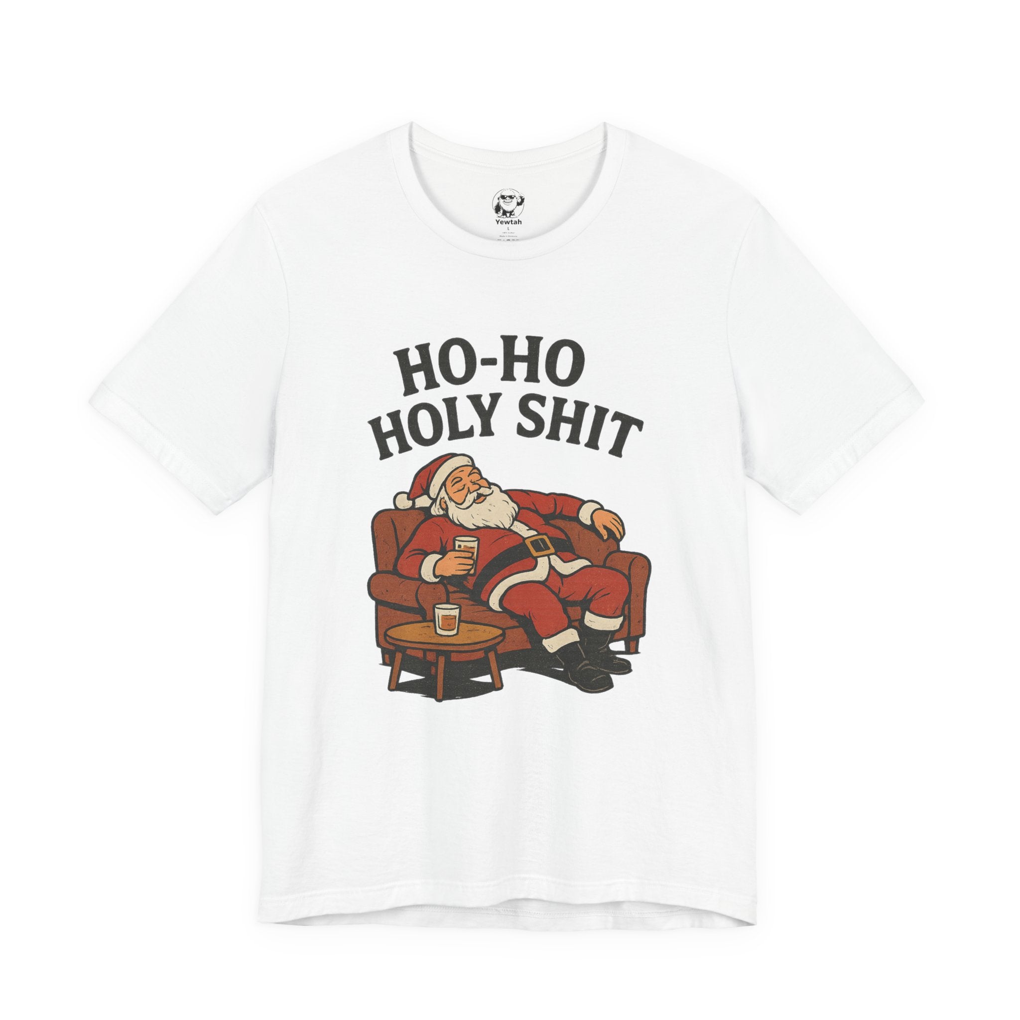 Ho-Ho Holy Shit Santa T-Shirt — Funny Drunk Santa Christmas Tee