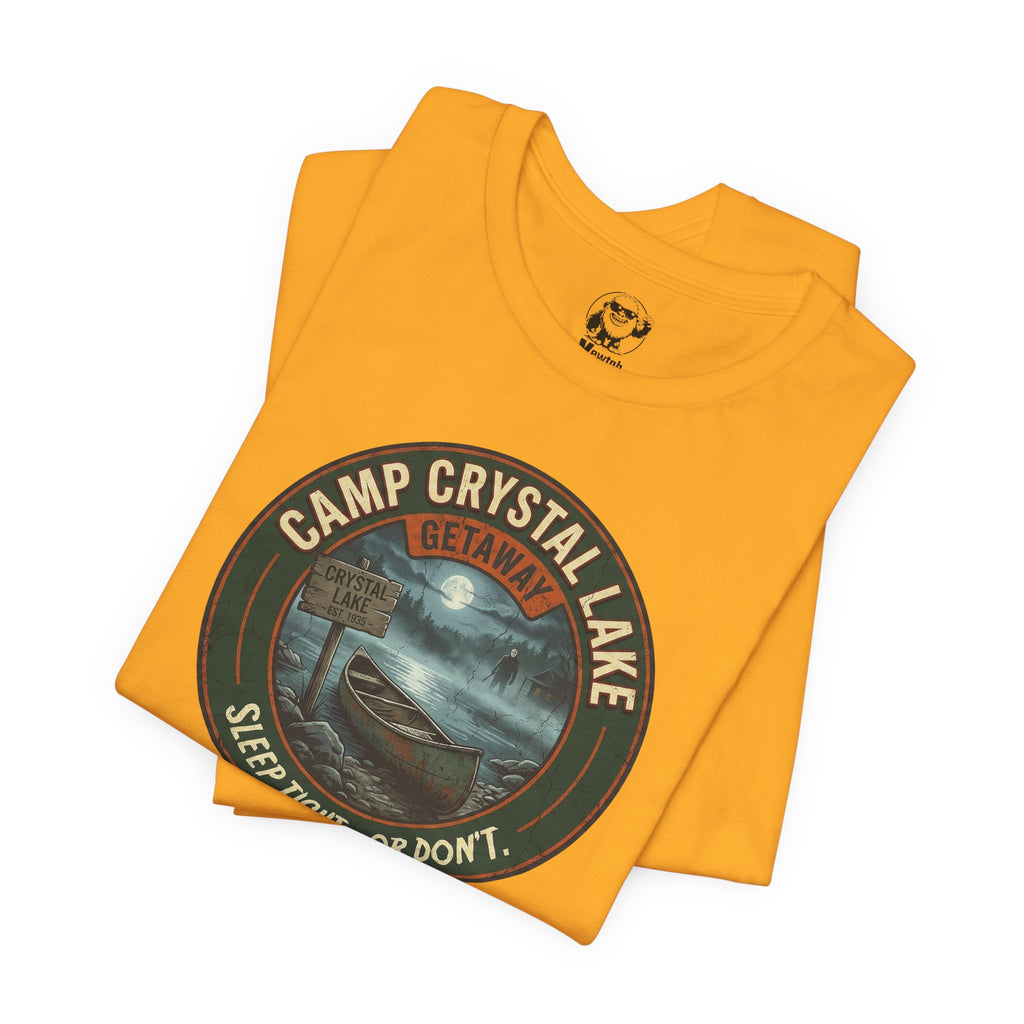 Camp Crystal Lake Tee — "Sleep Tight... Or Don't" Retro Horror Shirt