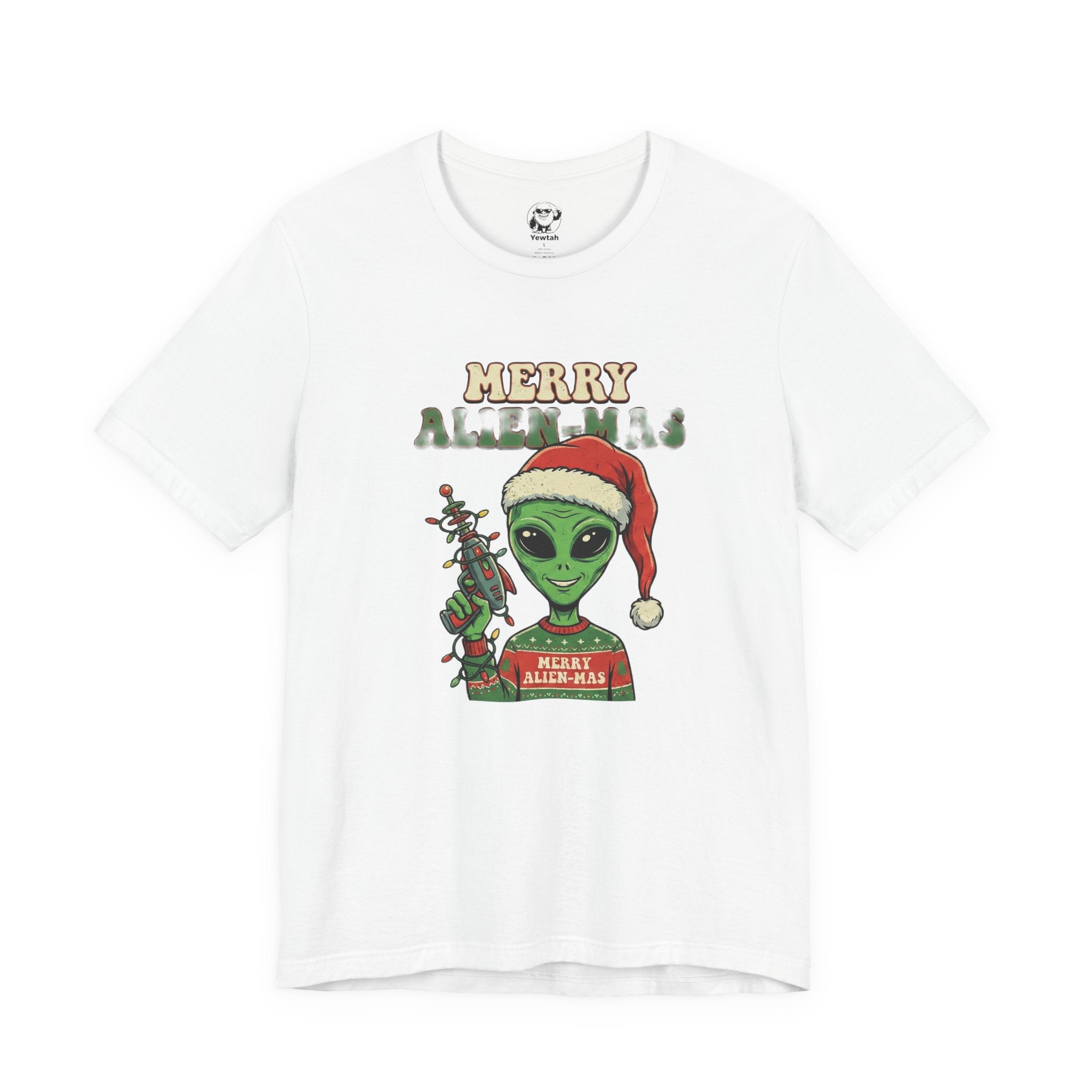 Merry Alienmas Christmas Tee — Alien in Santa Hat Holiday T-Shirt