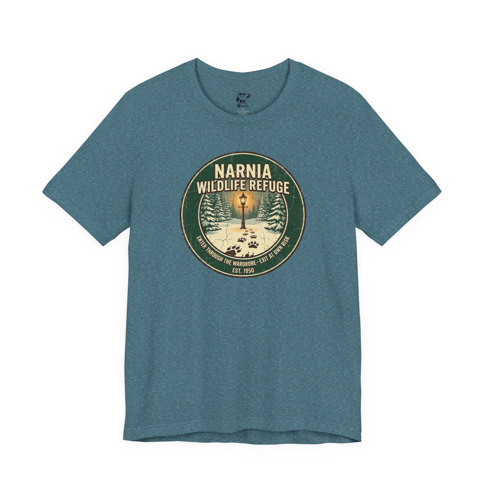 Narnia Wildlife Refuge Tee — Vintage Lamp Post Forest Graphic Shirt