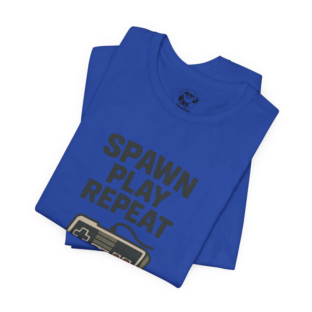 Spawn Play Repeat Retro Gaming T-Shirt — NES Controller Gamer Tee