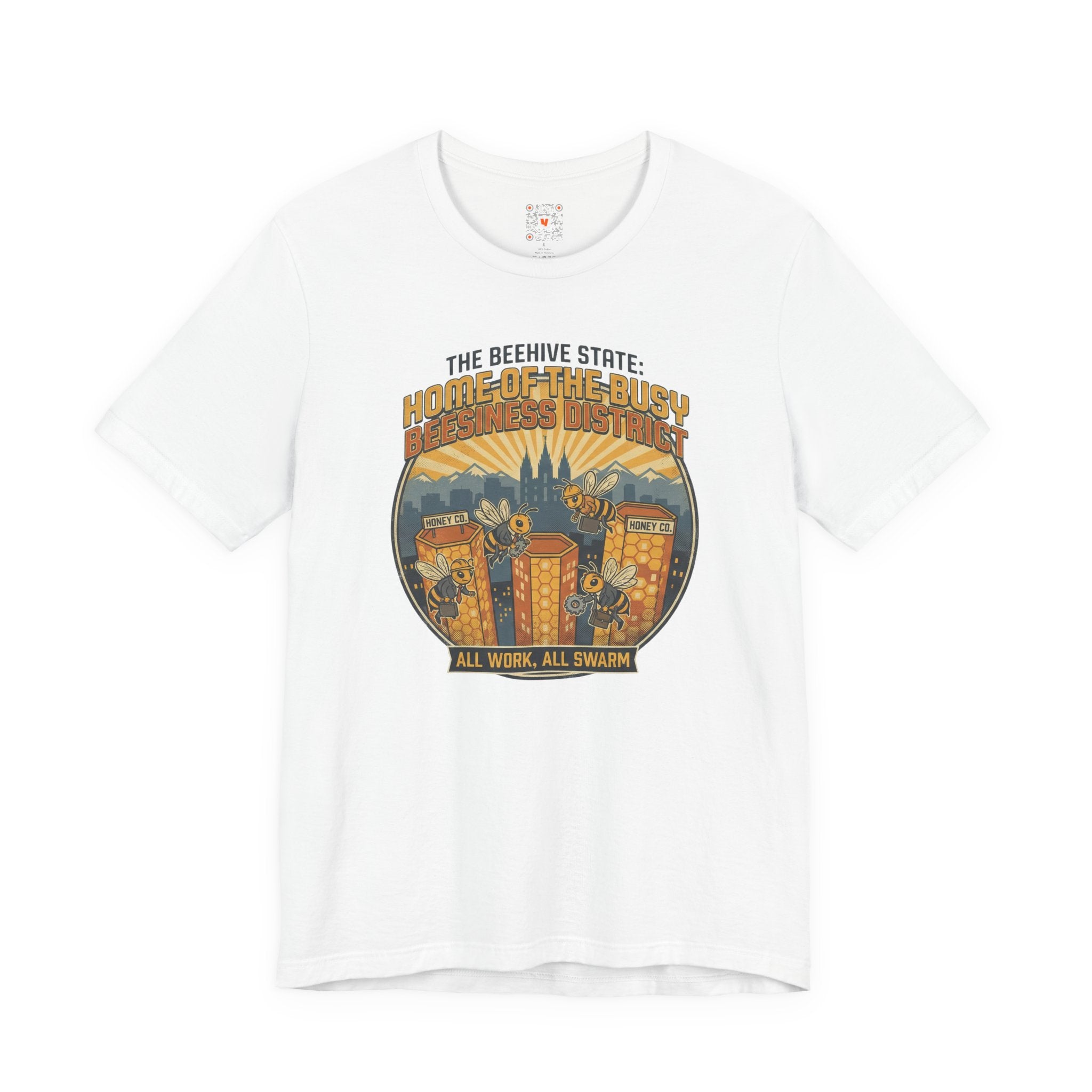 Beehive State 'Home of the Busy' Tee — Utah Retro Cityscape Tee