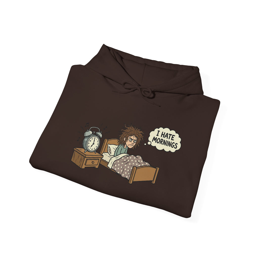 I Hate Mornings Hoodie — Funny Lazy Morning Sleep Cartoon Sweatshirt