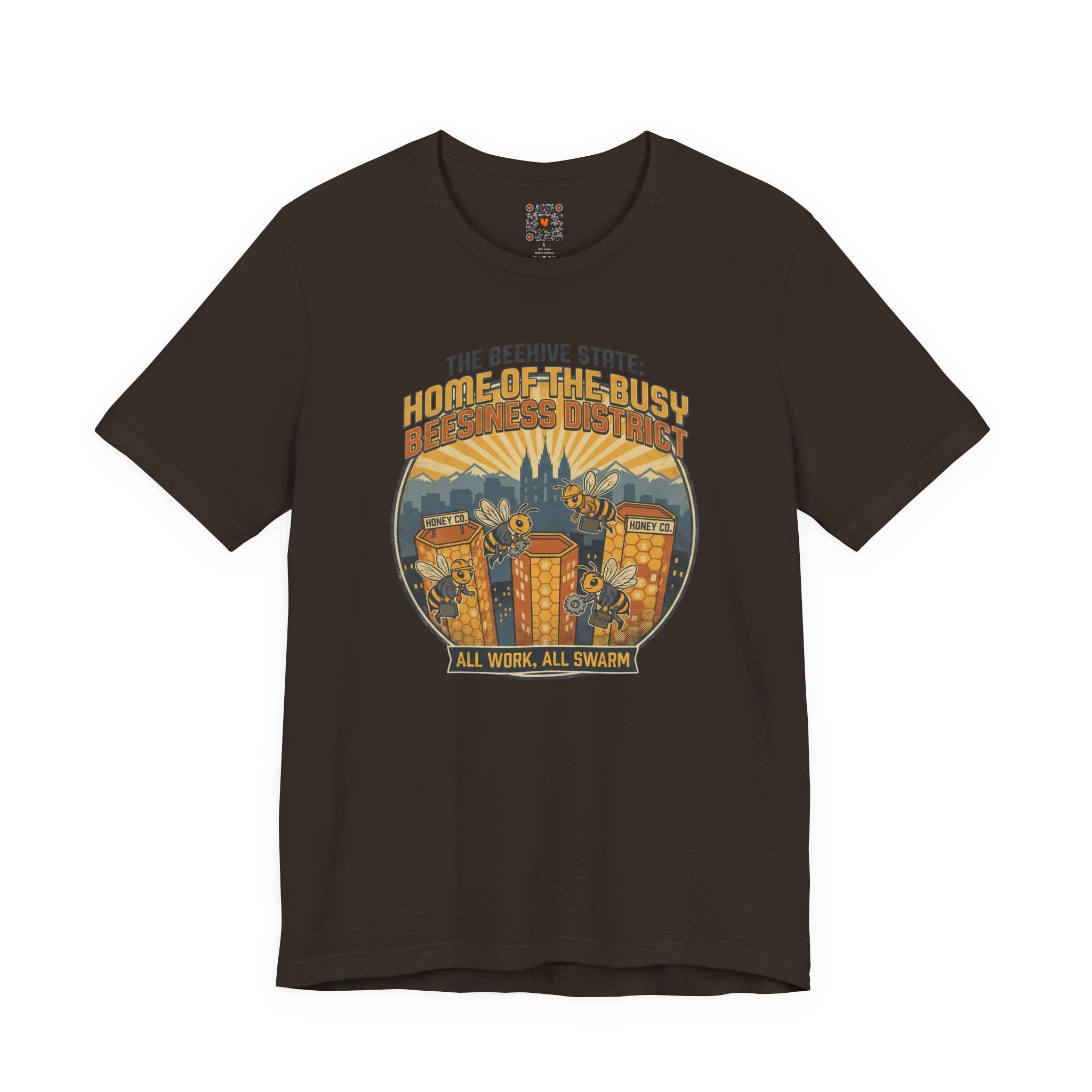 Beehive State 'Home of the Busy' Tee — Utah Retro Cityscape Tee