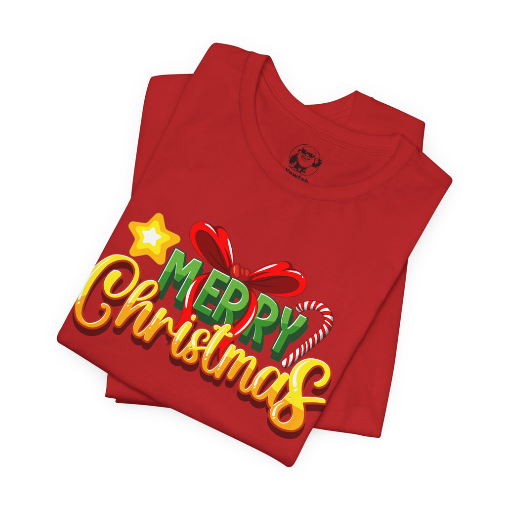 Merry Christmas Tee — Festive Candy Cane & Gift Holiday T-Shirt