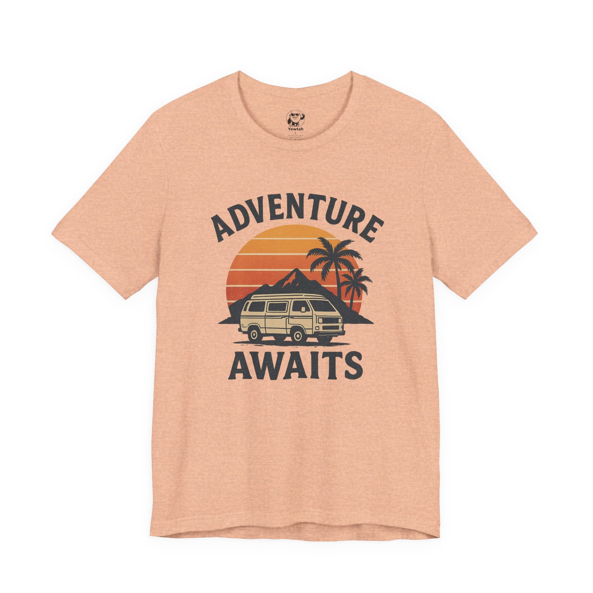 Adventure Awaits Tee — Vintage Sunset Campervan T‑Shirt