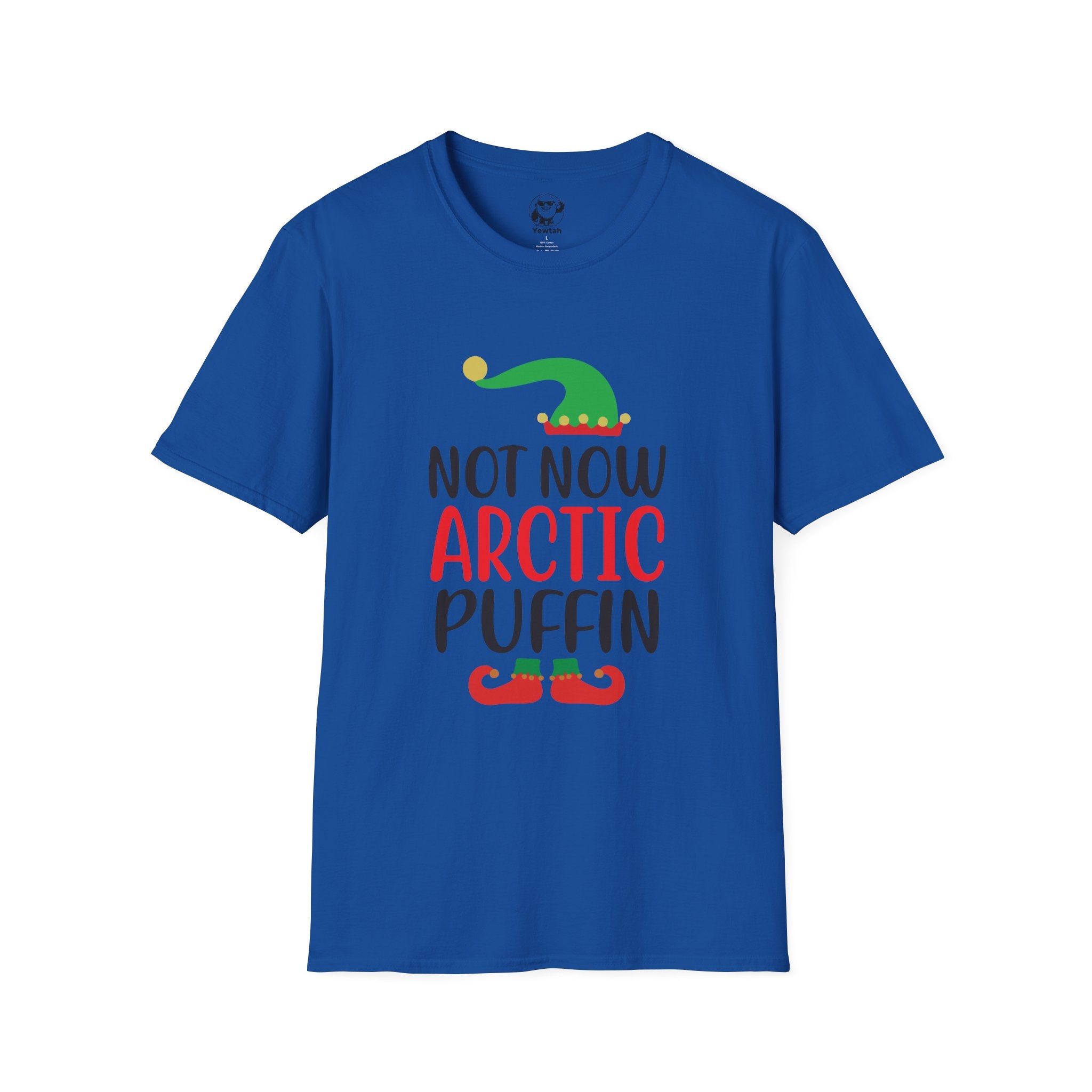 Not Now Arctic Puffin Christmas T-Shirt – Funny Holiday Elf Graphic Tee