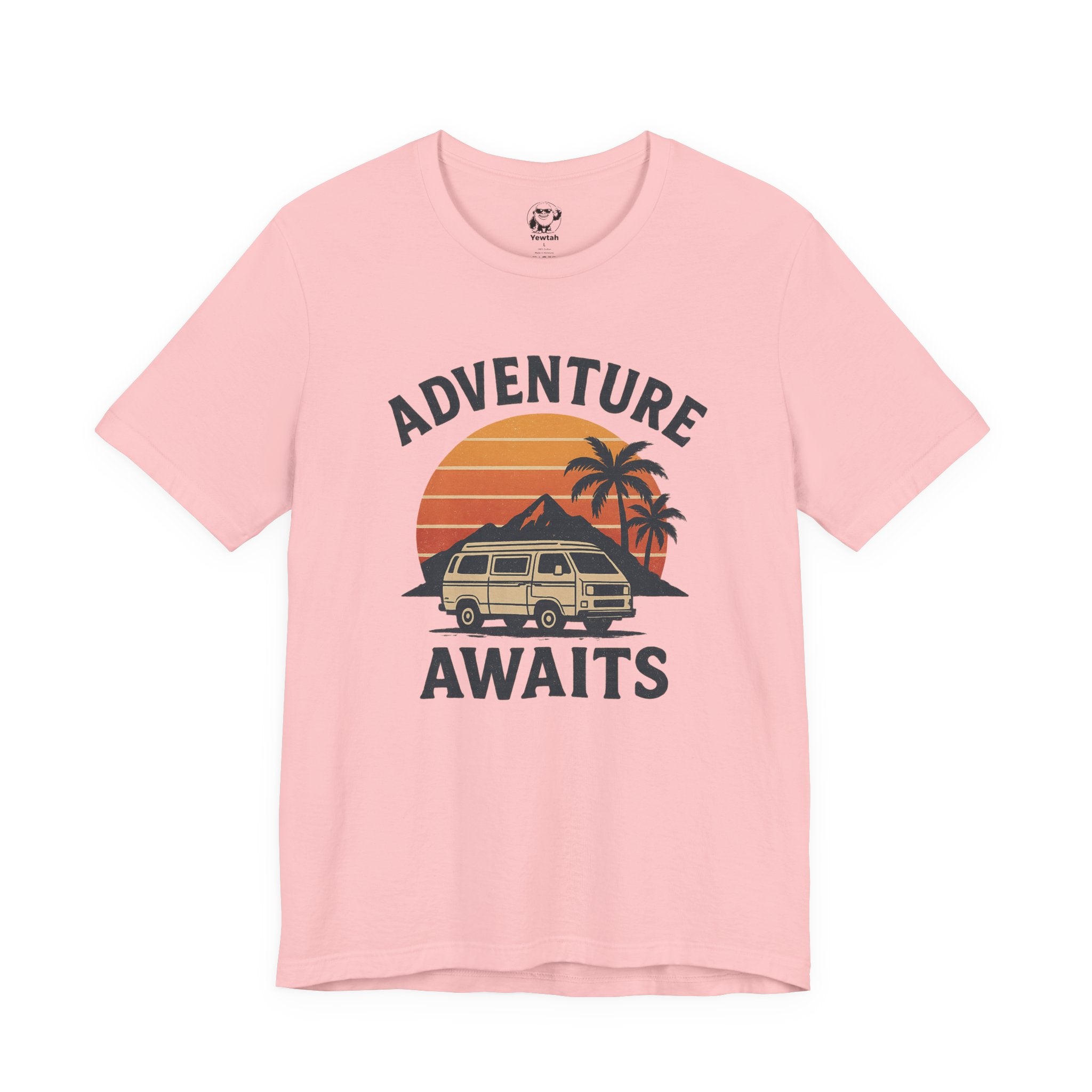 Adventure Awaits Tee — Vintage Sunset Campervan T‑Shirt