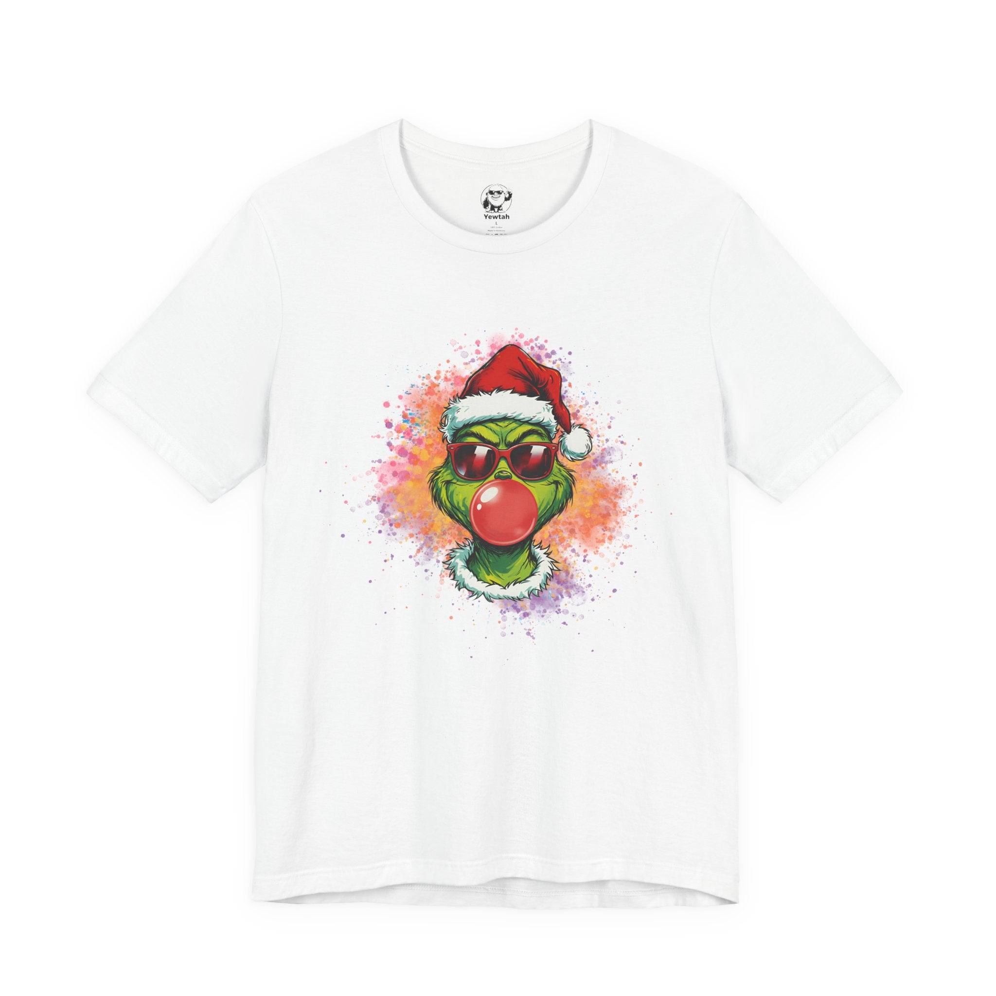 Grinch Christmas T‑Shirt — Holiday Grinch in Santa Hat with Red Nose
