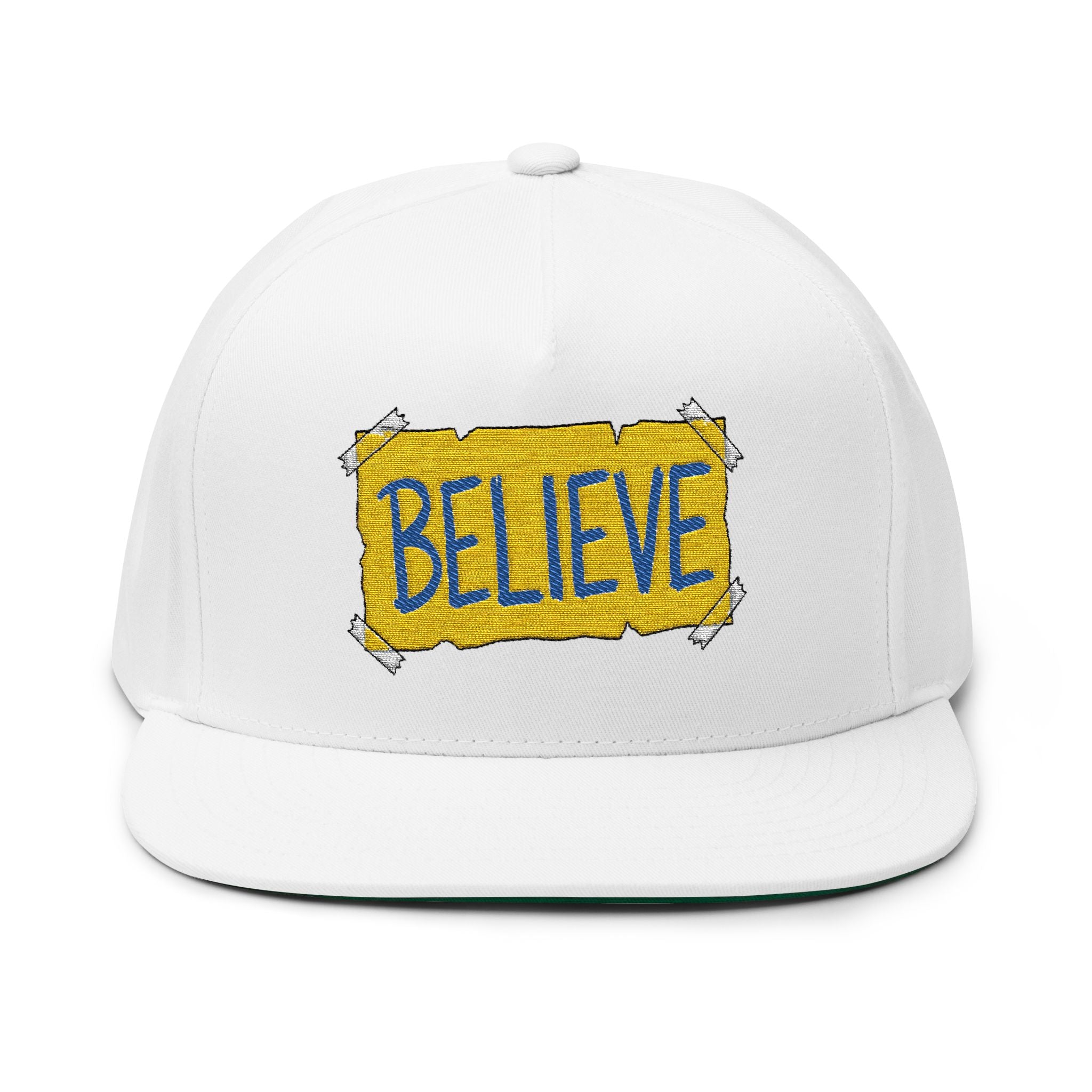 Believe Embroidered Flat Bill Cap – Ted Lasso Snapback Hat