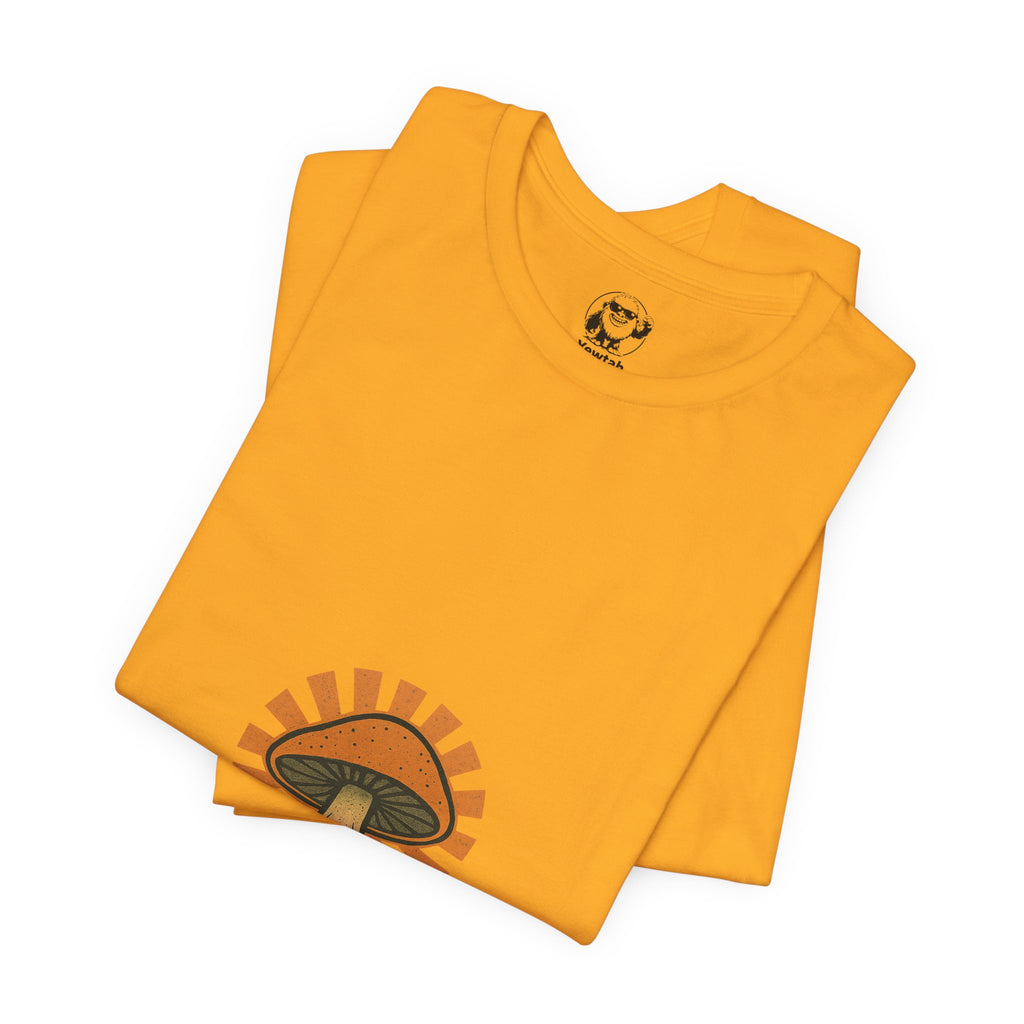 Mushroom Sunrise Tee — Retro Psychedelic Mushroom Graphic T-Shirt