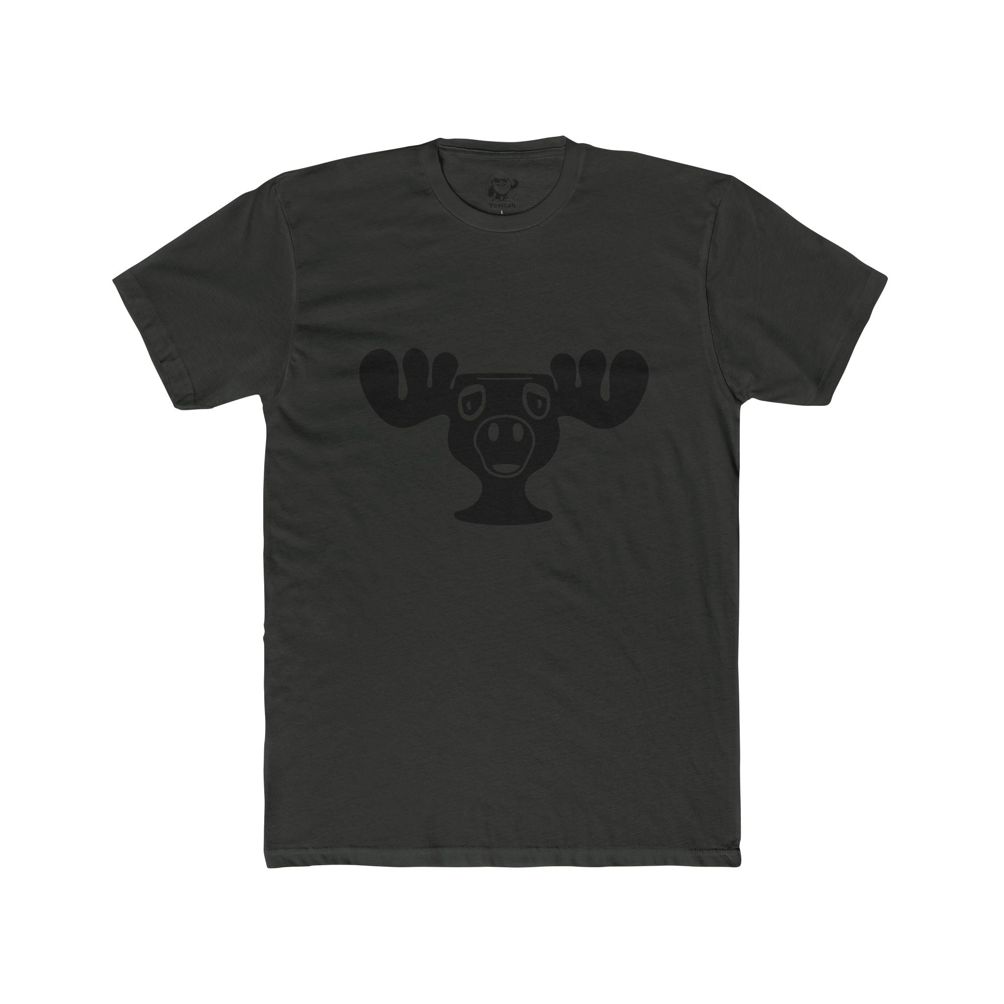 Minimal Moose Face T‑Shirt — Cute Black Graphic Tee