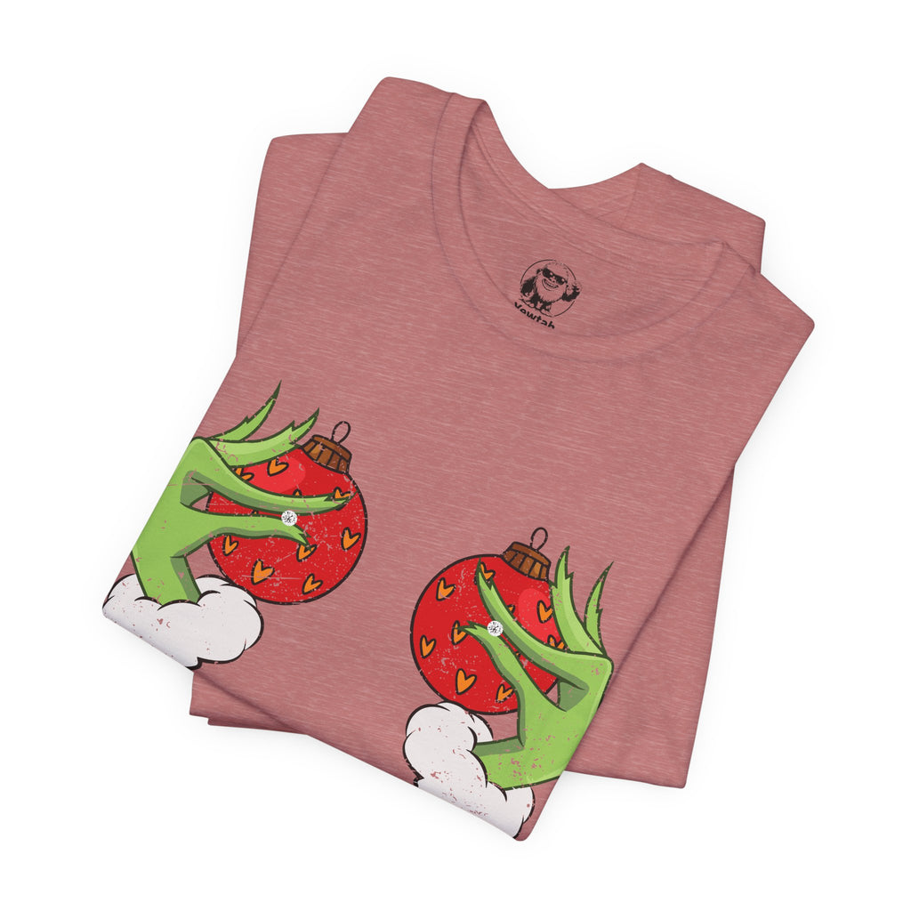 Grinch Hands Holding Perfectly Placed Christmas Ornaments Tee