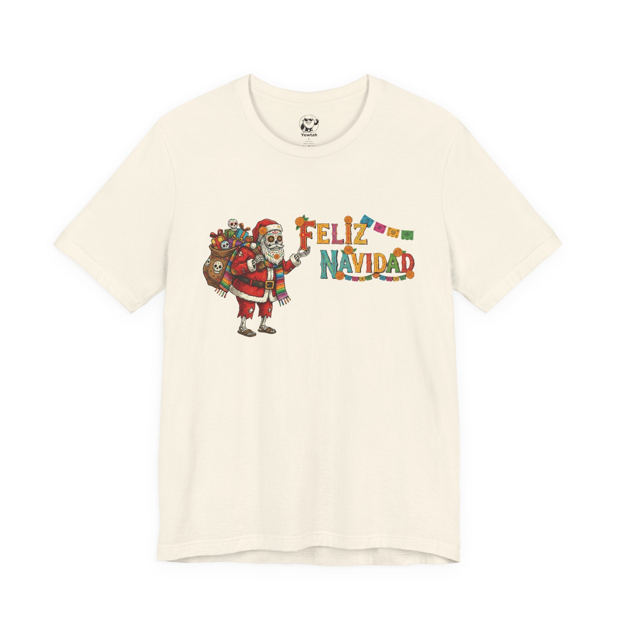 Feliz Navidad Skeleton Santa T‑Shirt — Holiday Day of the Dead Christmas Tee