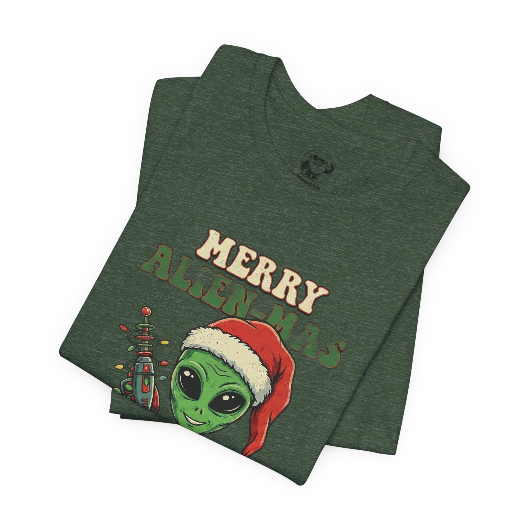 Merry Alienmas Christmas Tee — Alien in Santa Hat Holiday T-Shirt
