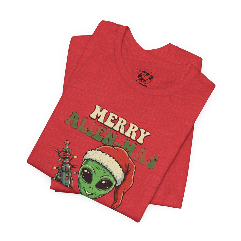 Merry Alienmas Christmas Tee — Alien in Santa Hat Holiday T-Shirt