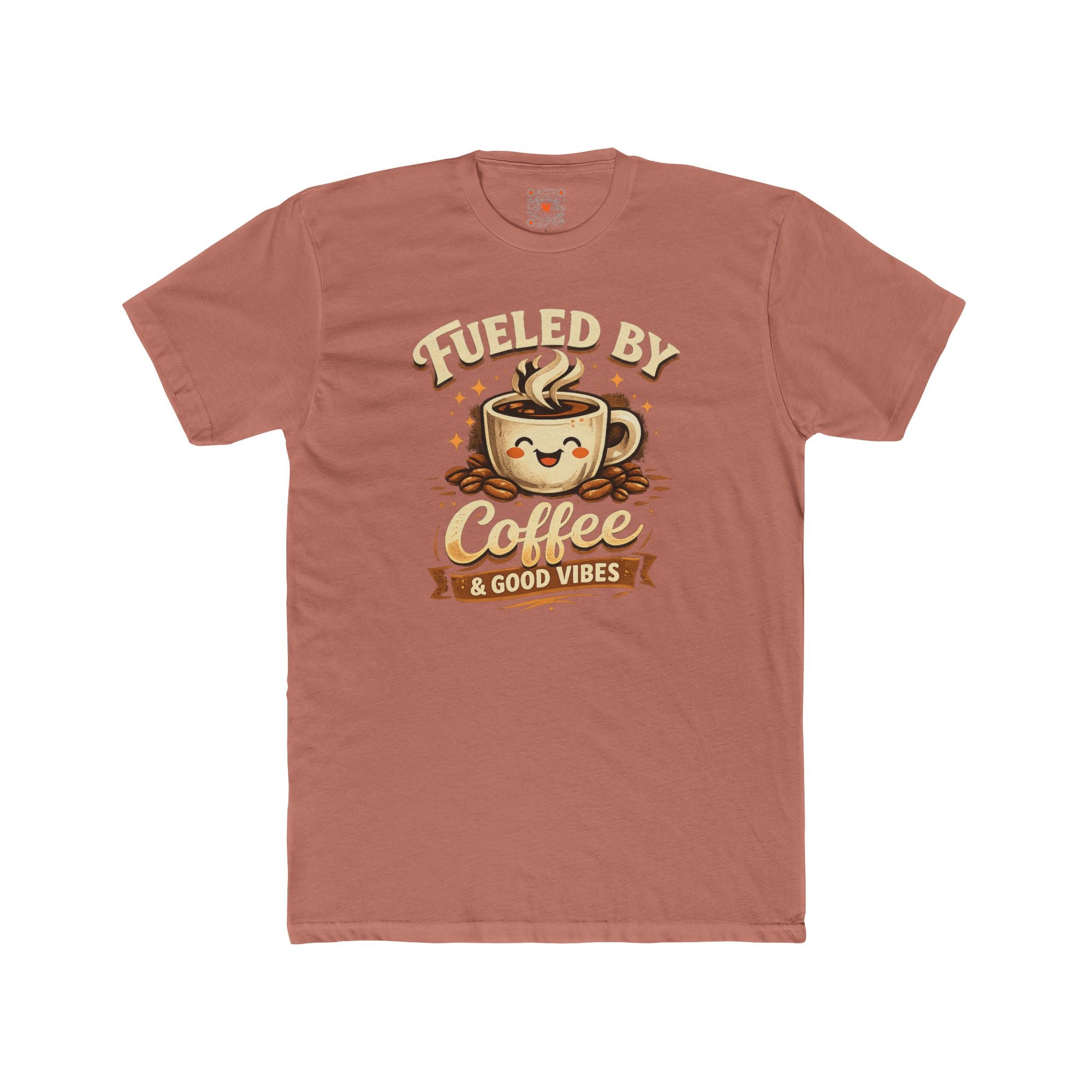 Coffee Tee — "Fueled by Coffee & Good Vibes" Cute Coffee Cup Graphic Shirt