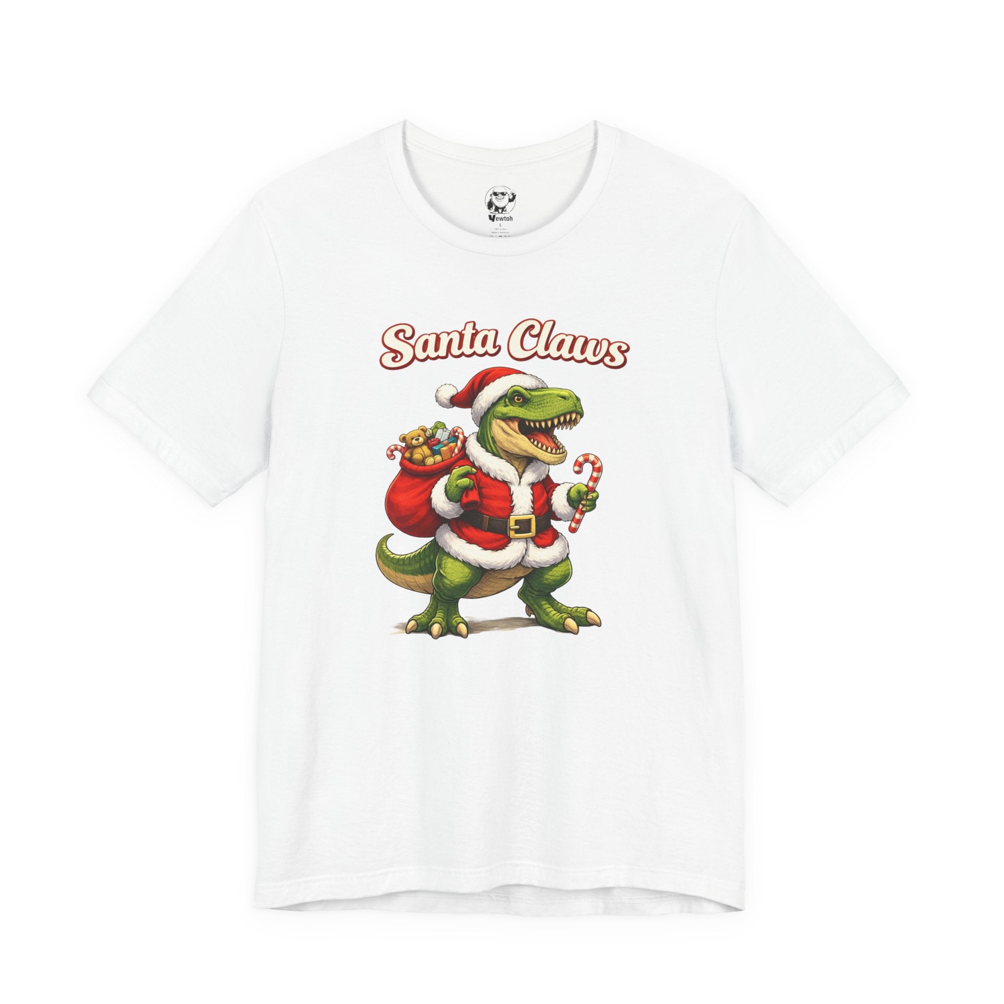 Santa Claws T‑Shirt — Funny T‑Rex Santa Christmas Tee