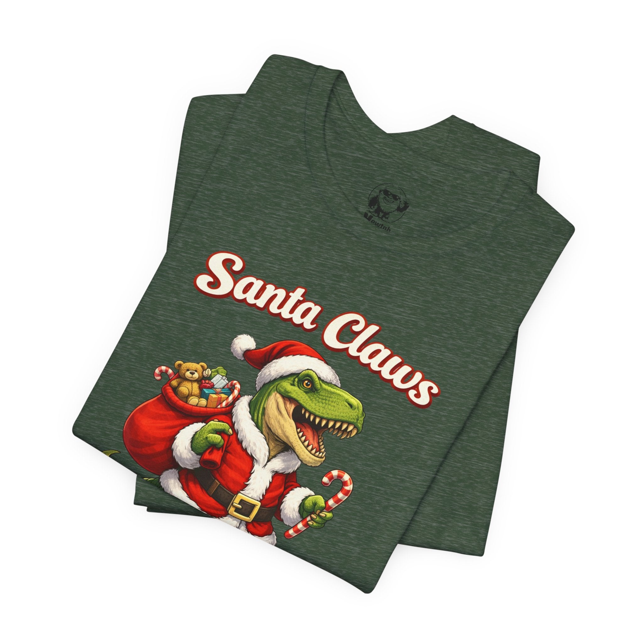 Santa Claws T‑Shirt — Funny T‑Rex Santa Christmas Tee