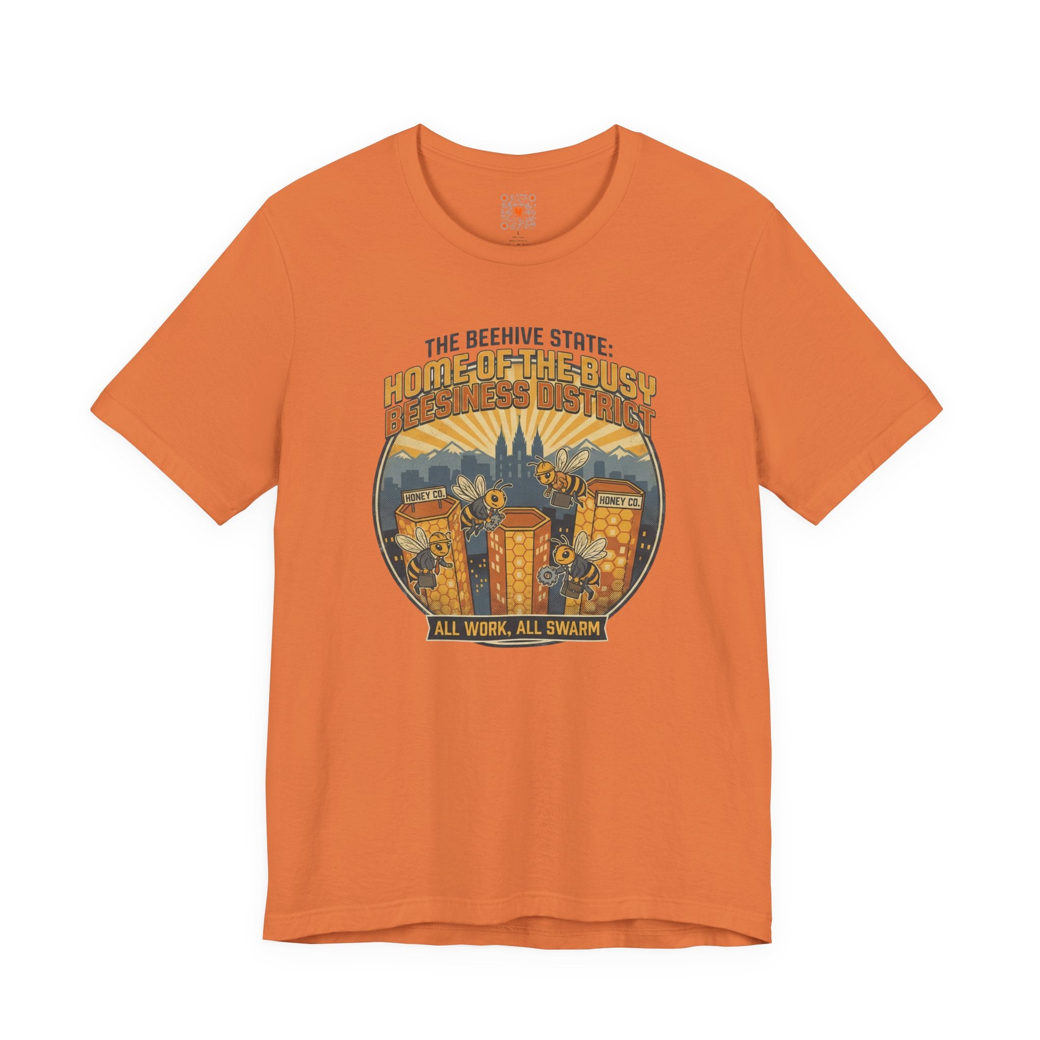 Beehive State 'Home of the Busy' Tee — Utah Retro Cityscape Tee