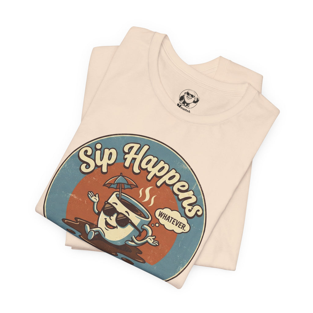 Sip Happens Coffee Tee — Retro Kawaii Mug Graphic T-Shirt