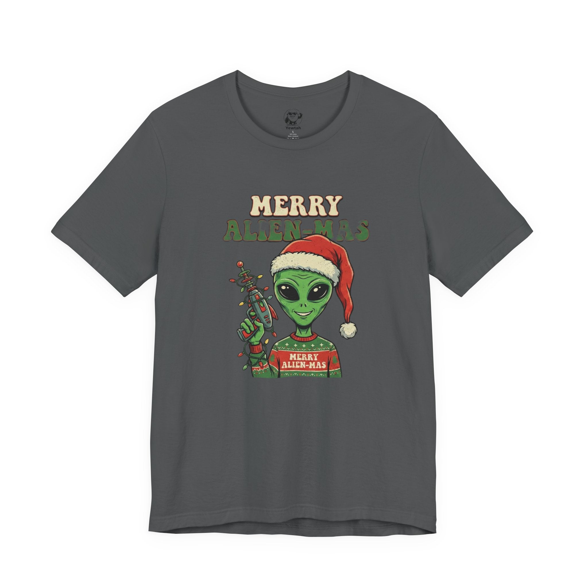 Merry Alienmas Christmas Tee — Alien in Santa Hat Holiday T-Shirt