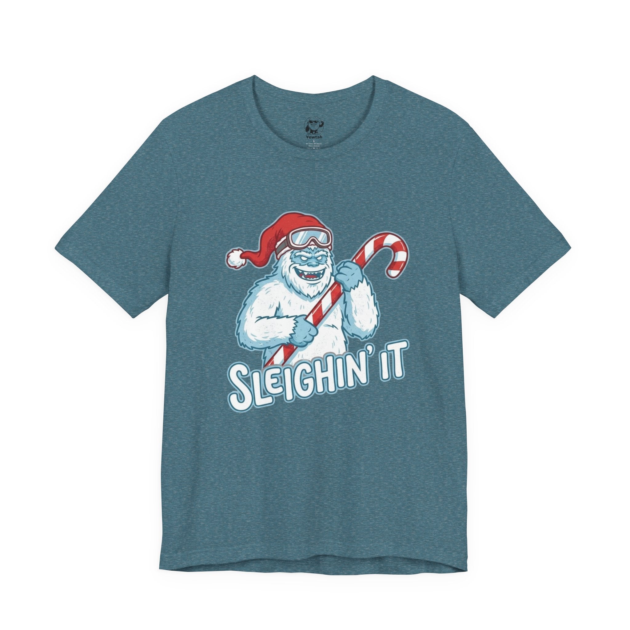 Sleighin' It Yeti Tee — Funny Christmas Graphic T-Shirt